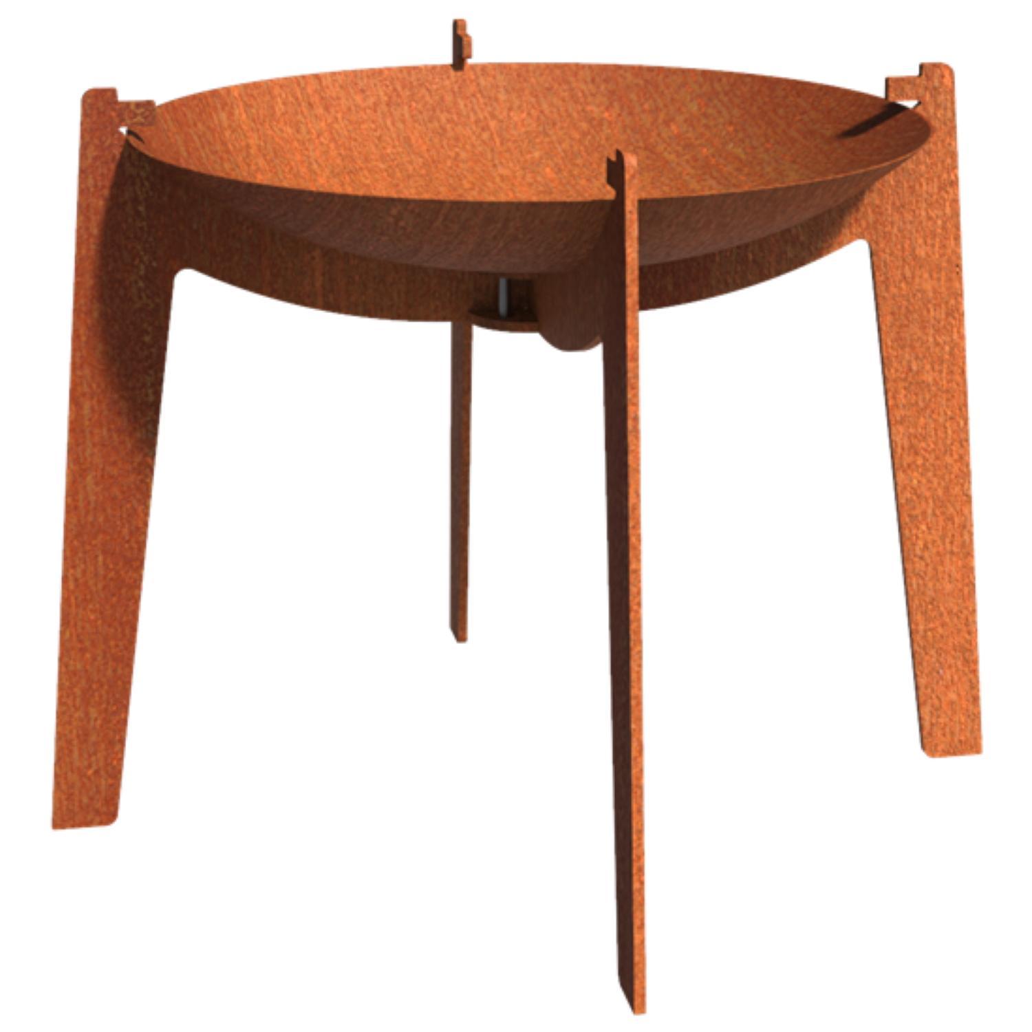 Corten Steel fire bowl on legs
