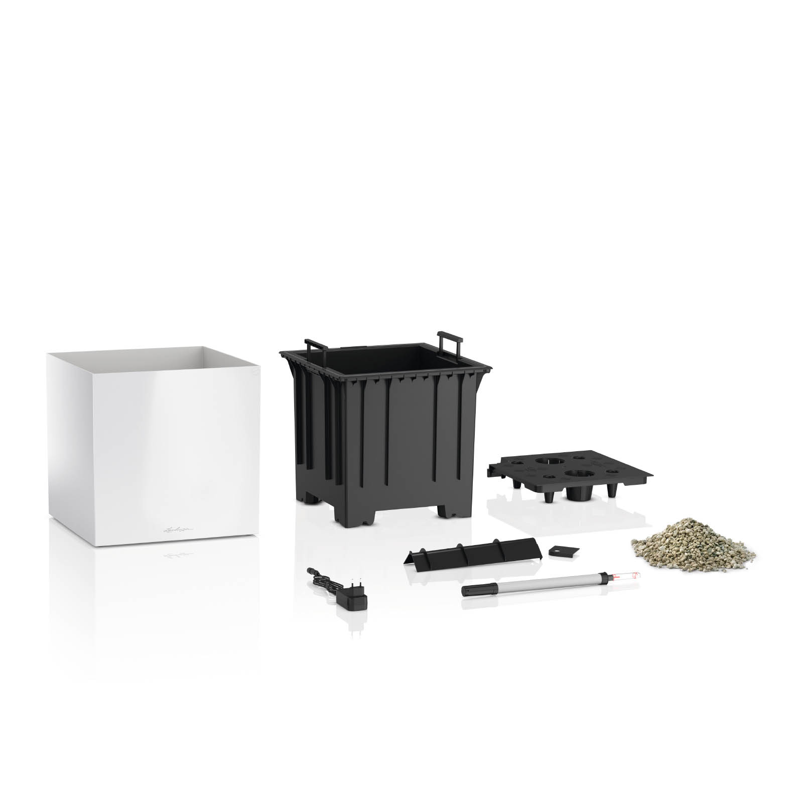 LECHUZA CANTO Premium Low LED Square Poly Resin Self-watering Planter