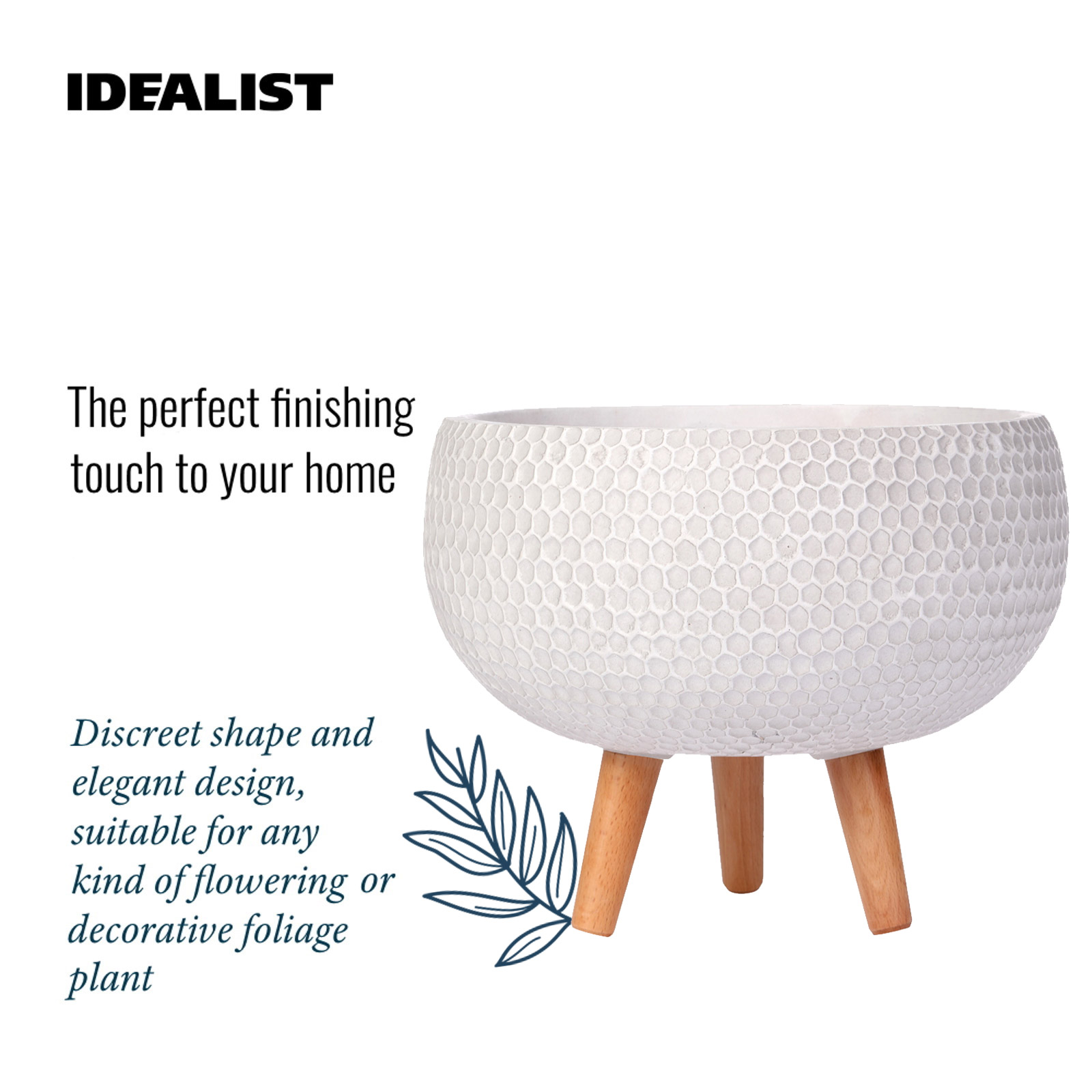 IDEALIST Lite Honeycomb Style Bowl Planter on Legs, Round Pot Plant Stand Indoor