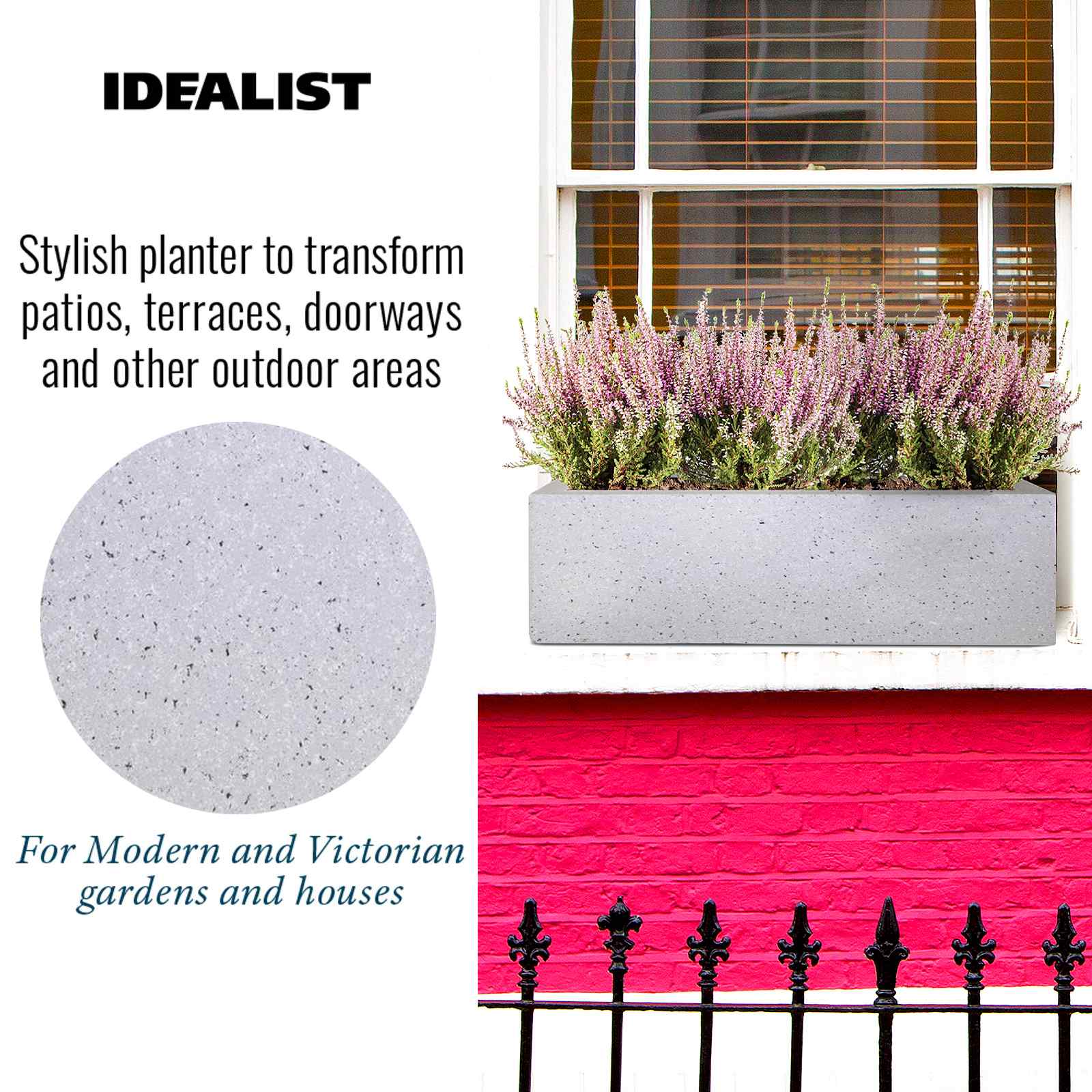 IDEALIST Lite Window Box Light Concrete Planter