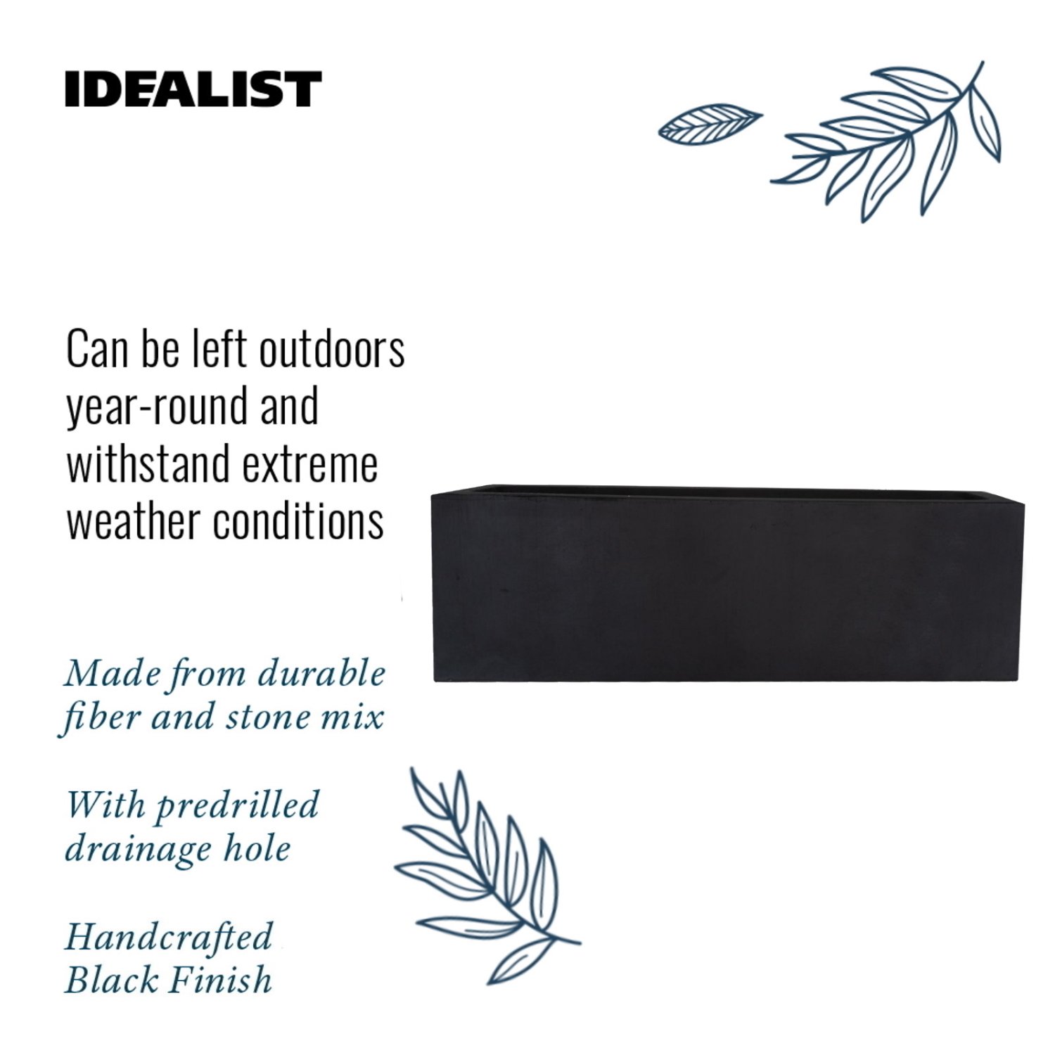 IDEALIST Lite Window Box Light Concrete Planter Set