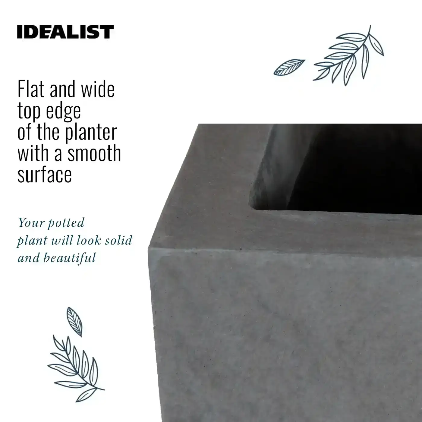 IDEALIST Lite Contemporary Light Concrete High Trough Planter Set