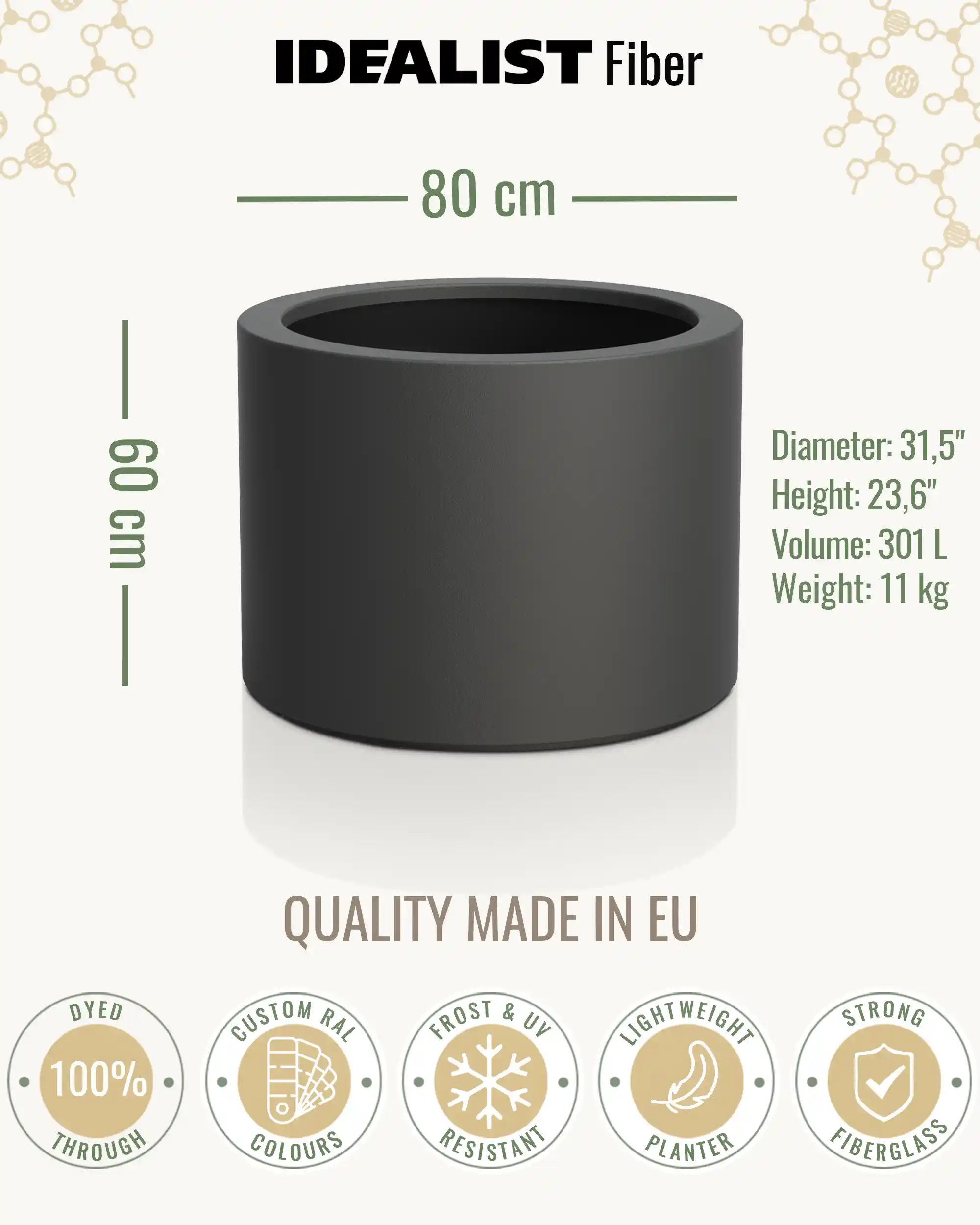 RING Round Outdoor Fiberglass Planter