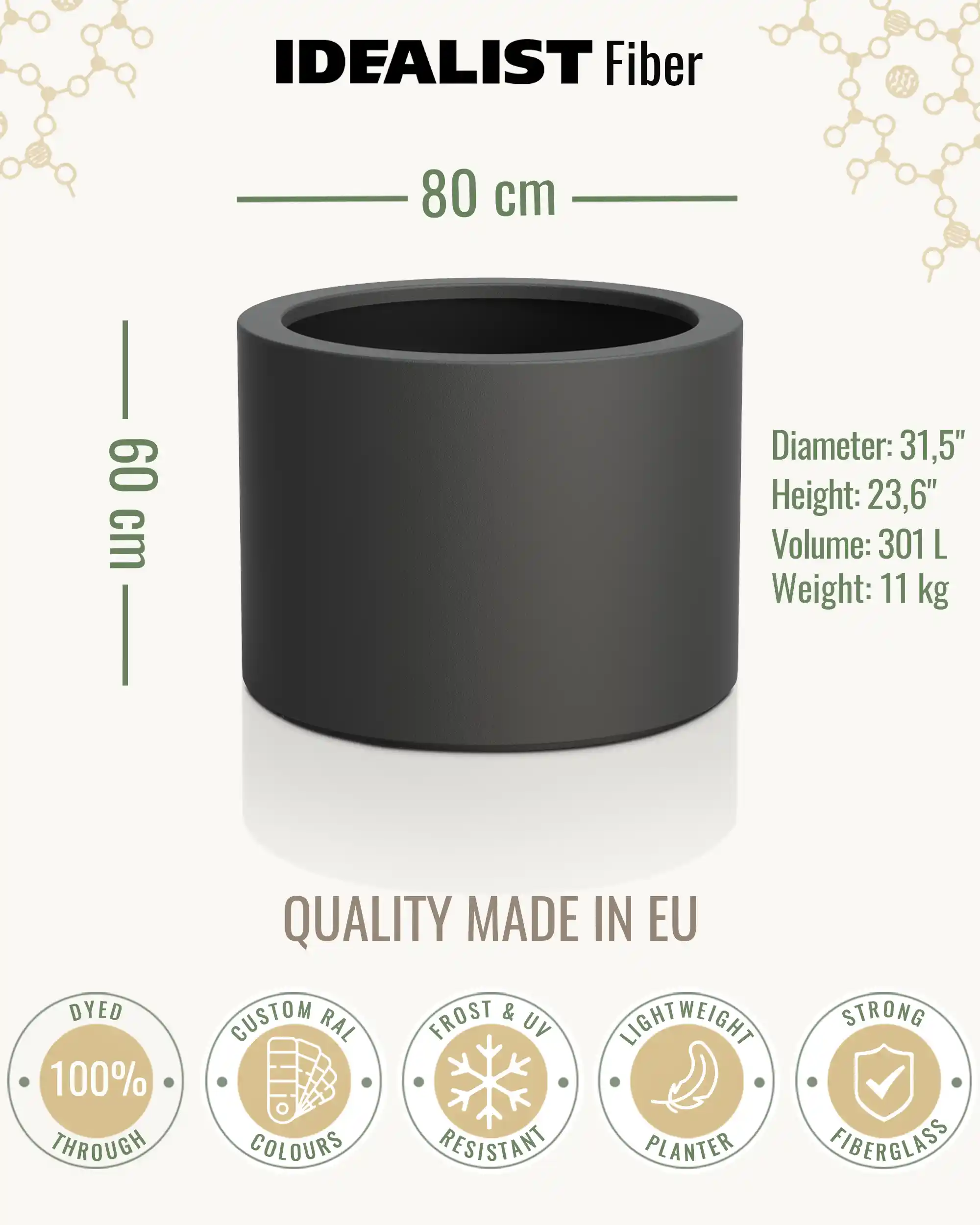 RING Round Outdoor Fiberglass Planter
