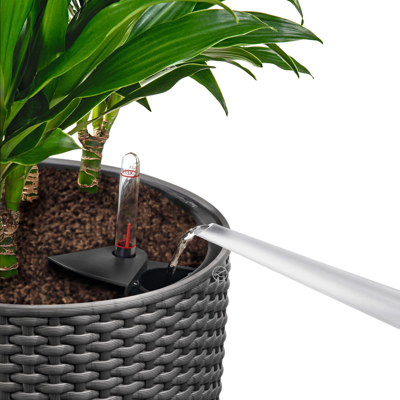 LECHUZA CILINDRO Cottage Round Tall Poly Resin Self-watering Planter