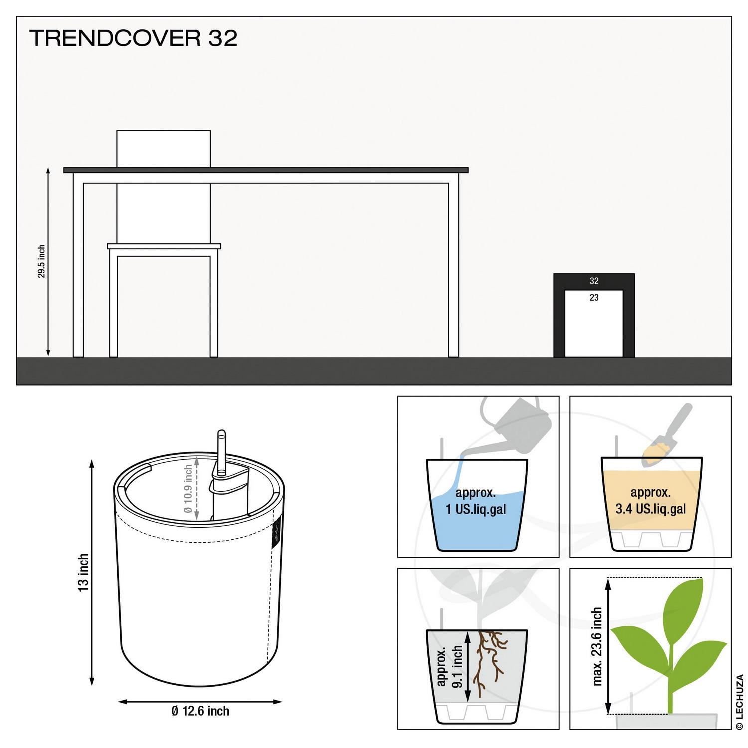 LECHUZA TRENDCOVER Round Self-watering Planter