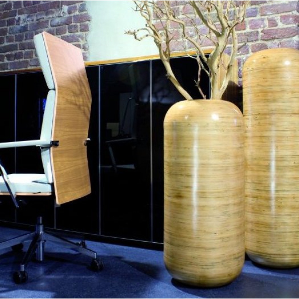 Vespucci Wicker Round Tall Polystone Indoor Planter