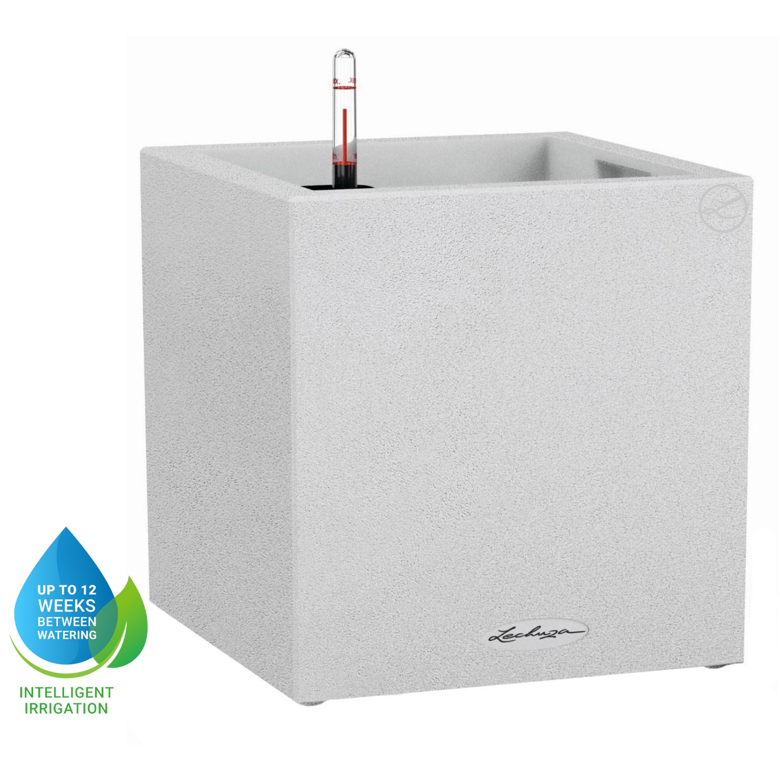 LECHUZA CANTO Stone Low Square Poly Resin Self-watering Planter