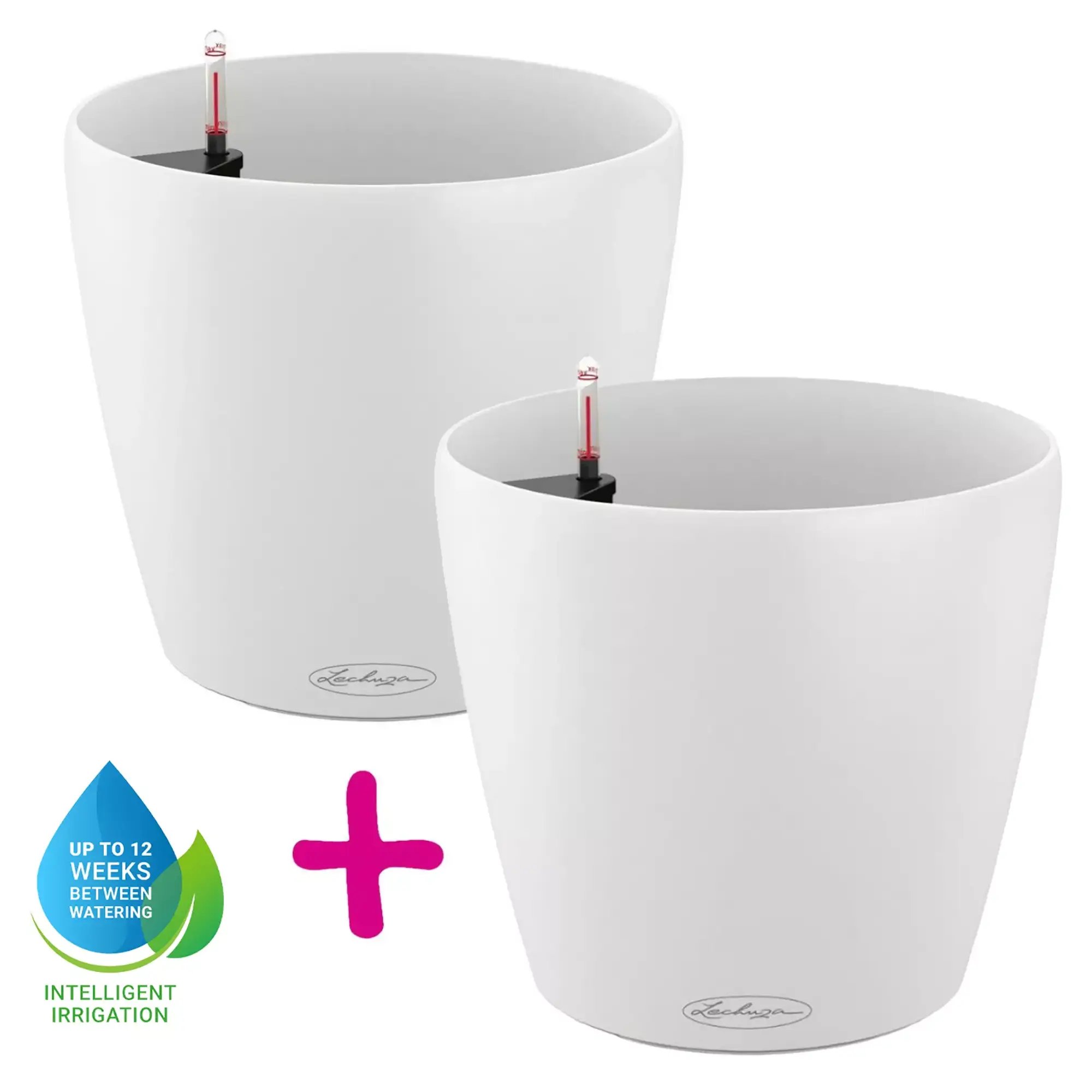 LECHUZA CLASSICO Color Round Poly Resin Self-watering Planter Set