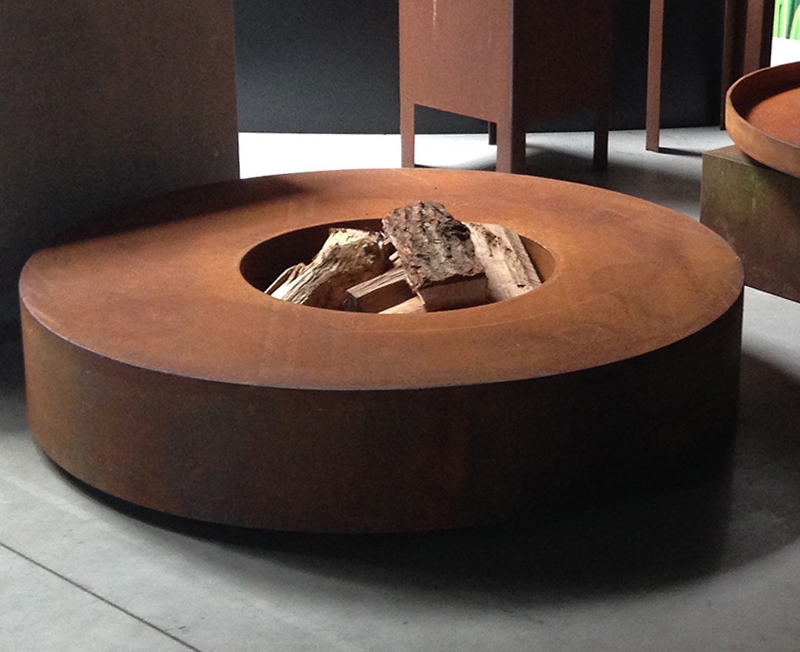Round Corten Steel Fire Garden Table