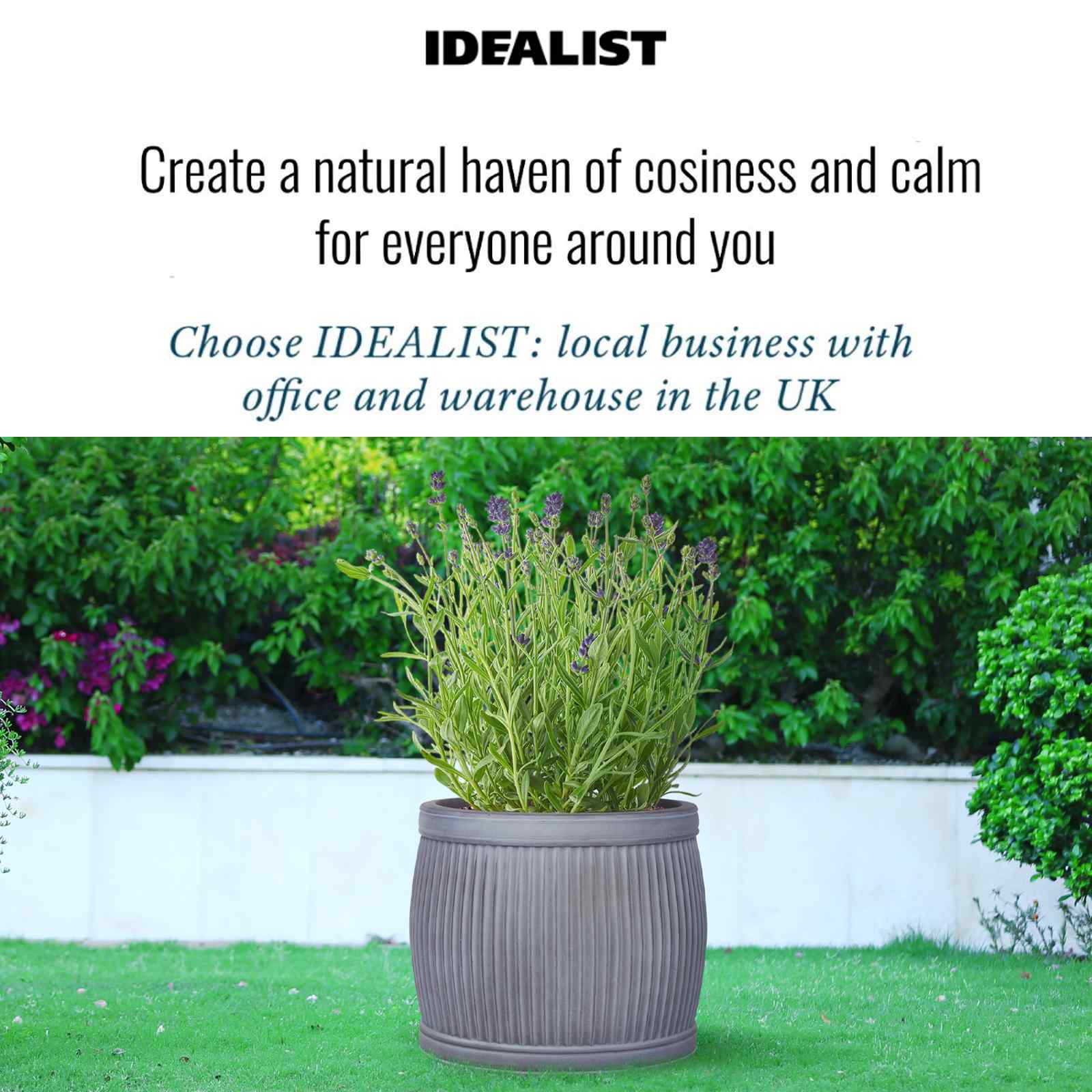 IDEALIST Lite Vertical Ribbed Vintage Style Barrel Round Planter
