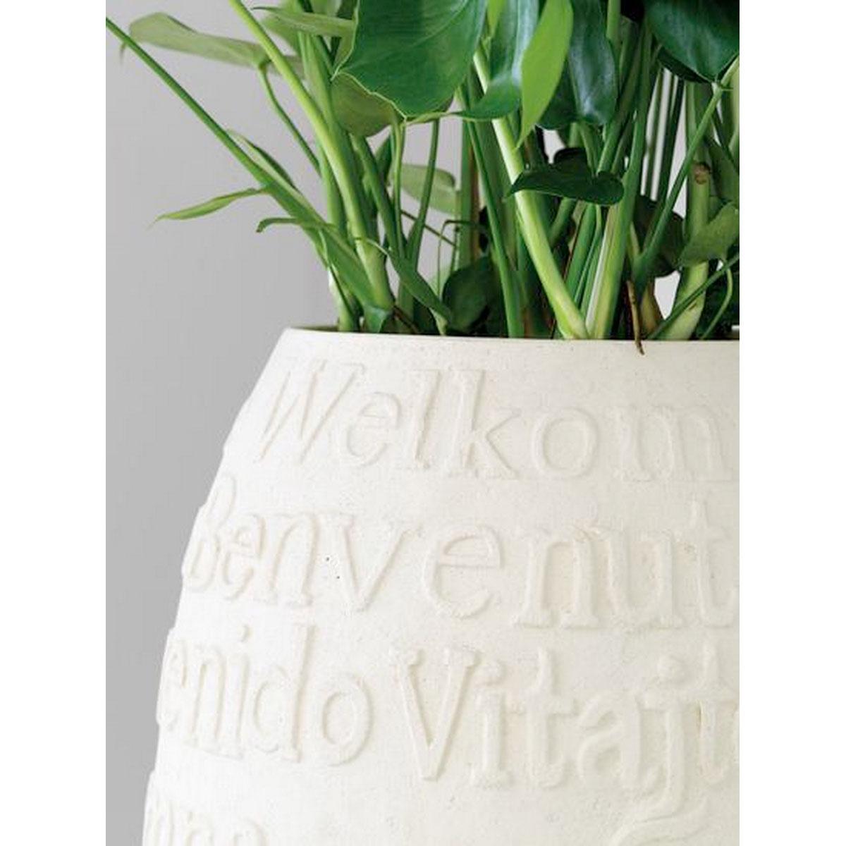 Welcome Round Tall Polystone Outdoor Planter