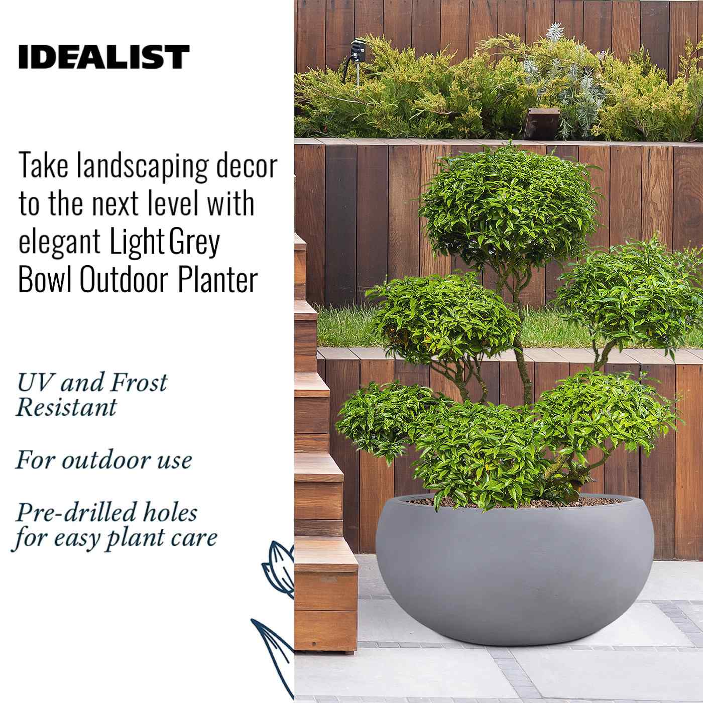 IDEALIST Lite Classic Smooth Bowl Outdoor Planter