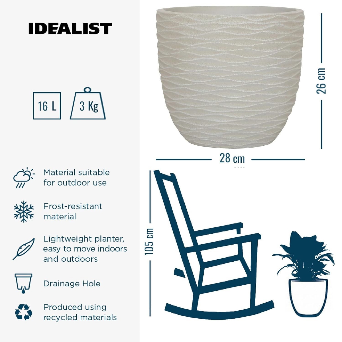 IDEALIST Lite Wave Style Outdoor Egg Planter