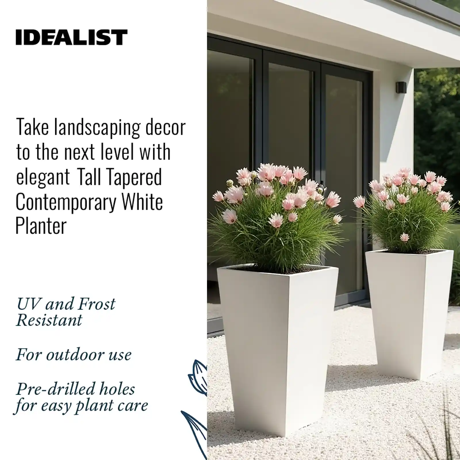 IDEALIST Lite Tall Tapered Contemporary Light Concrete Planter