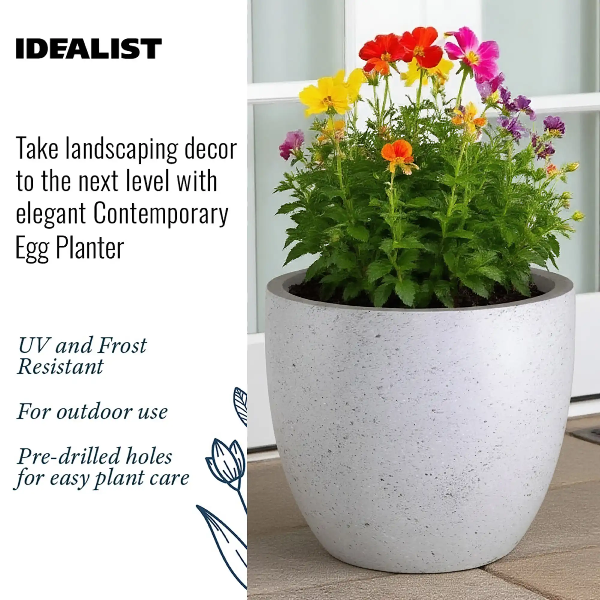 IDEALIST Lite Contemporary Light Concrete Egg Planter