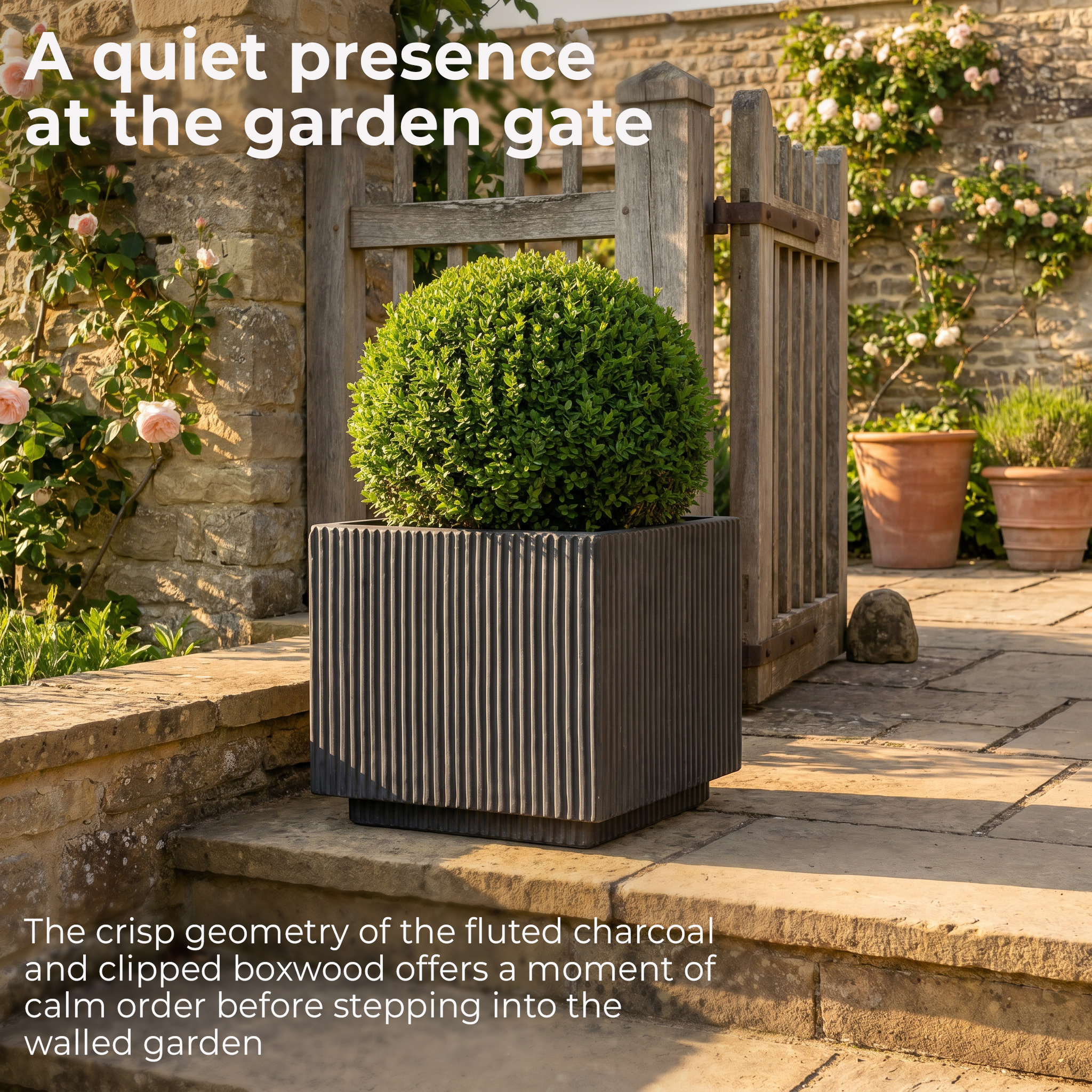 IDEALIST Lite Vertical Ribbed Square Effect Outdoor Planter