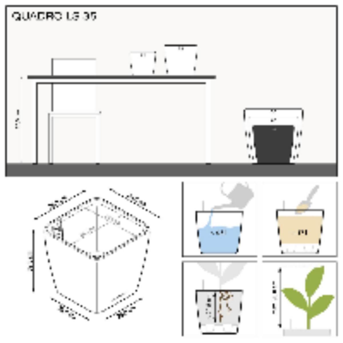 LECHUZA Quadro LS Square Poly Resin Self-watering Planter Set