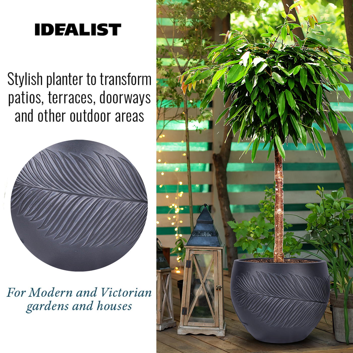 IDEALIST Lite Leaf Embossed Ball Planter