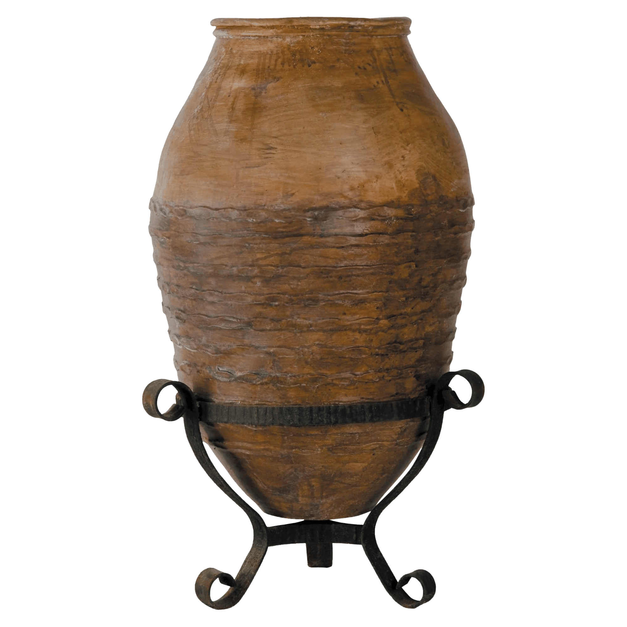Mediterranean Fiberglass Round Tall Terracotta Planter Pot In/Out