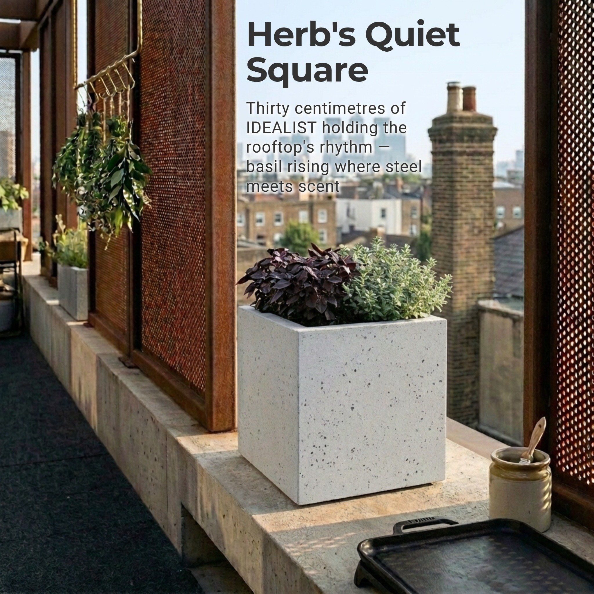 IDEALIST Lite Square Box Contemporary Marble Light Concrete Planter