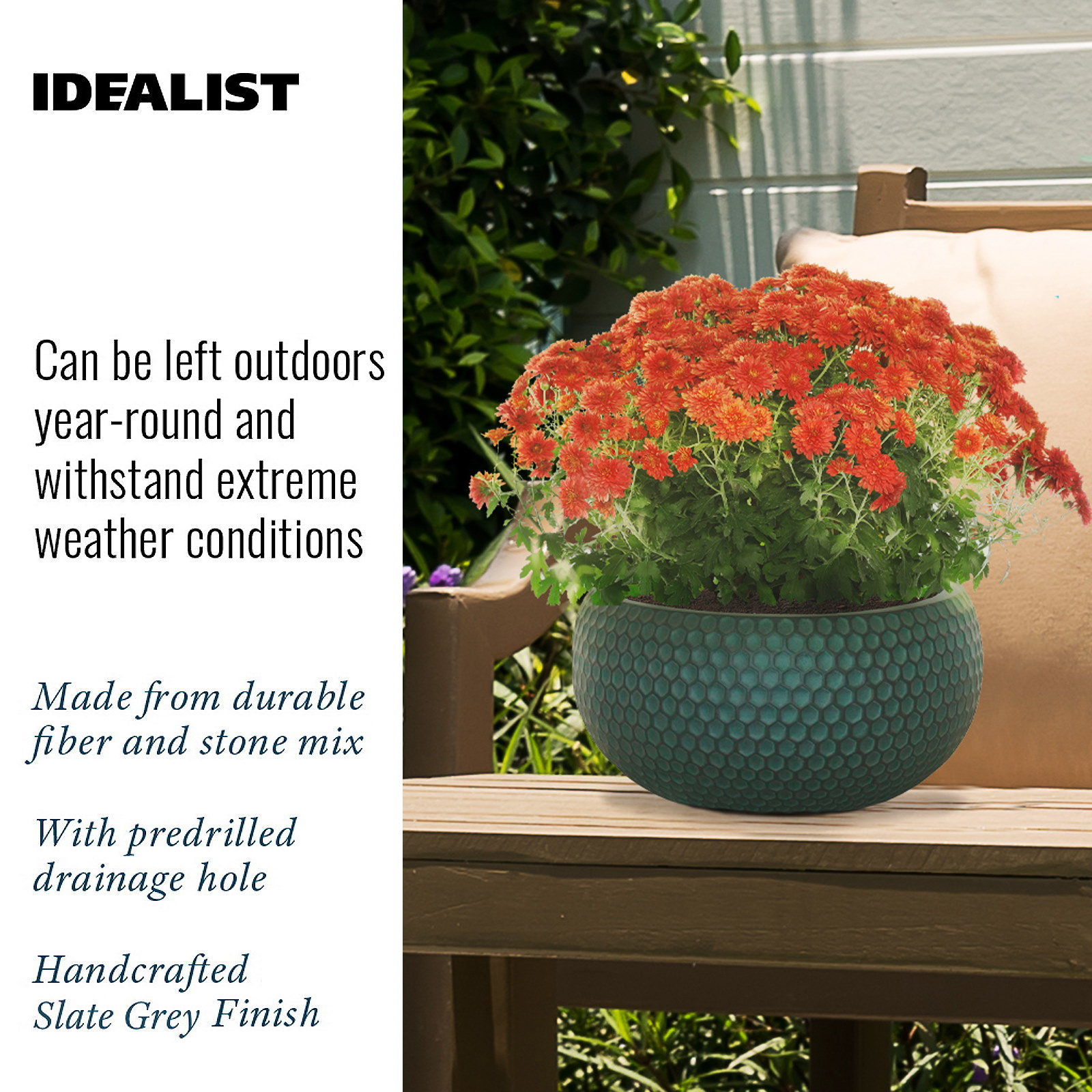 IDEALIST Lite Honeycomb Style Bowl Outdoor Planter IDEALIST Lite Honeycomb Style Bowl Outdoor Planter