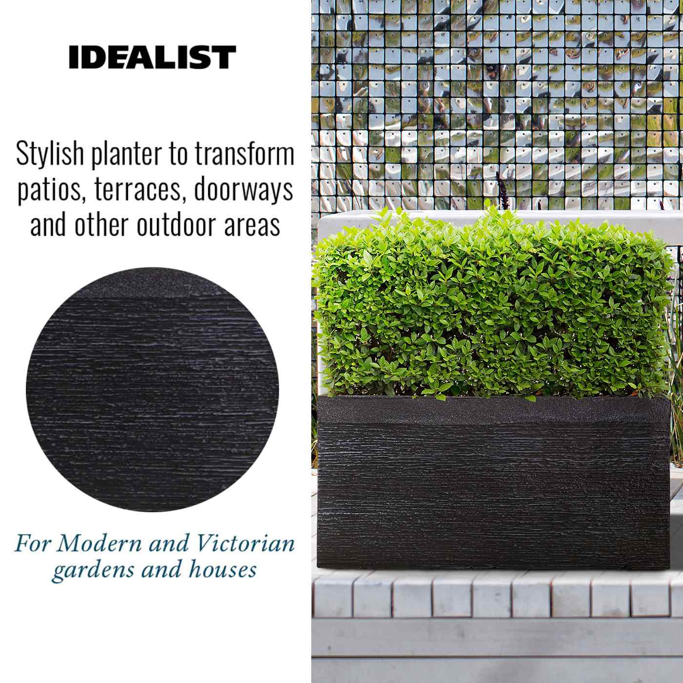 IDEALIST Lite Ribbed Light Concrete Trough Planter