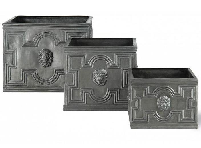 Elizabethan Fiberglass Square Faux Lead Planter Pot In/Out