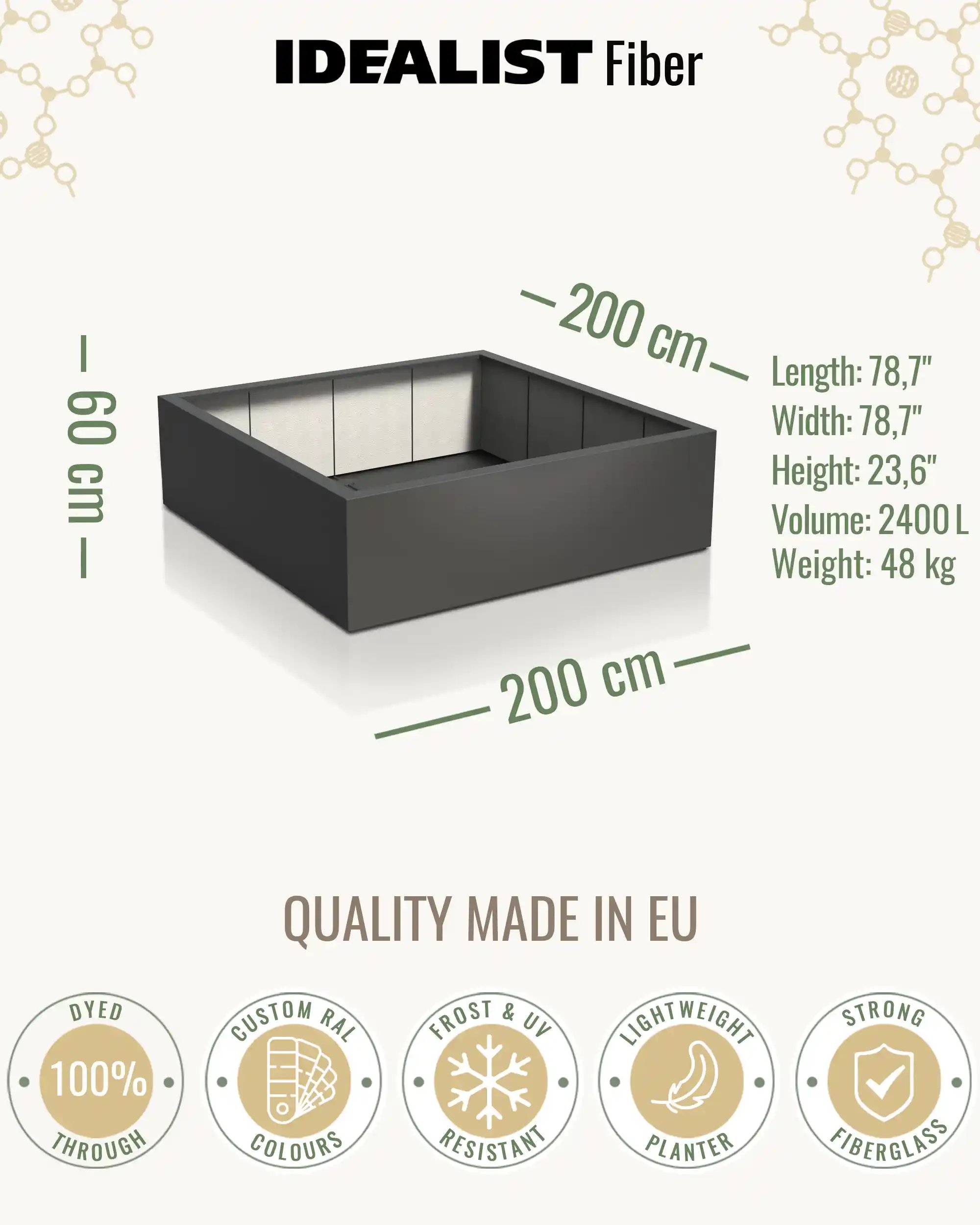 PURE Low Cube Outdoor Fiberglass Planter