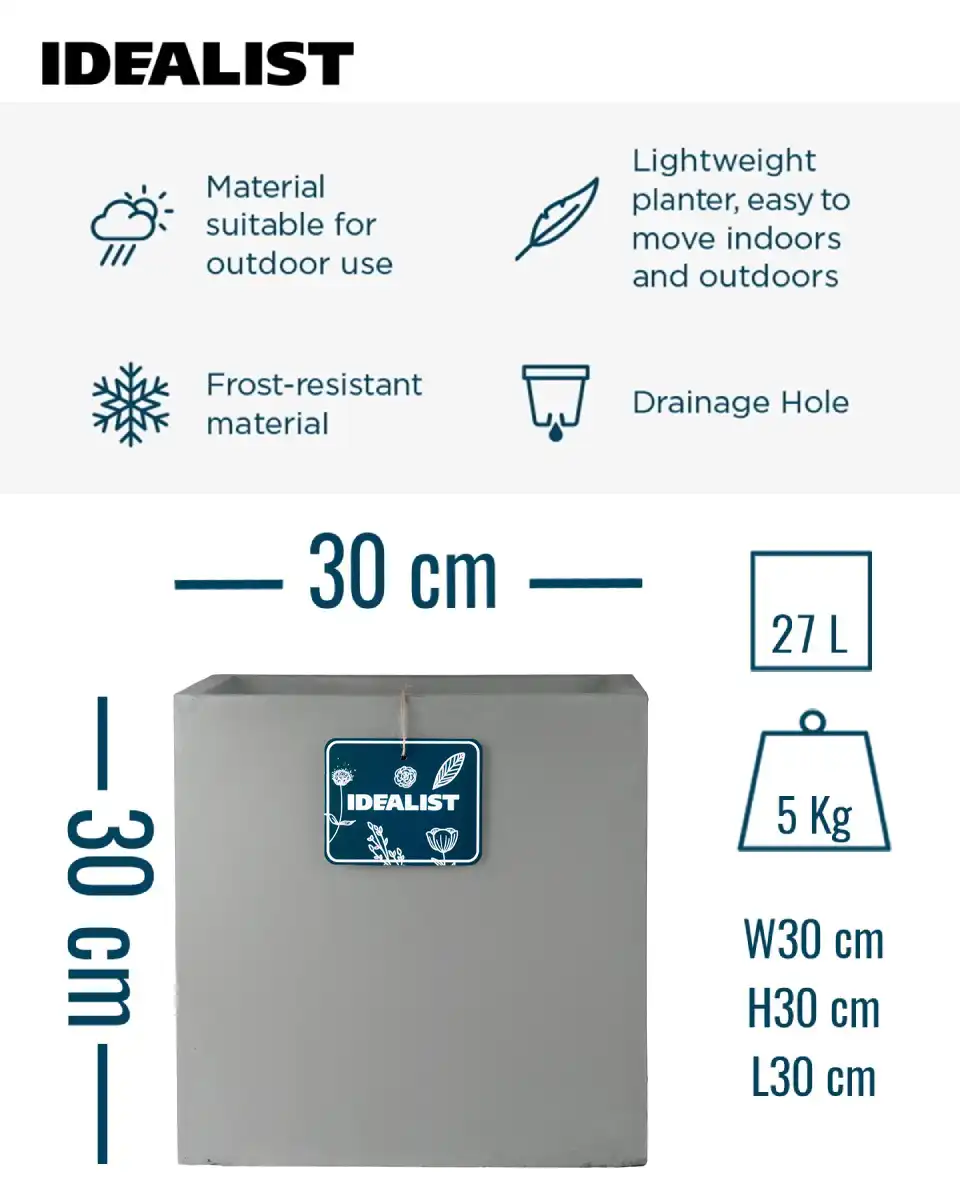 IDEALIST Lite Square Box Contemporary Light Concrete Planter