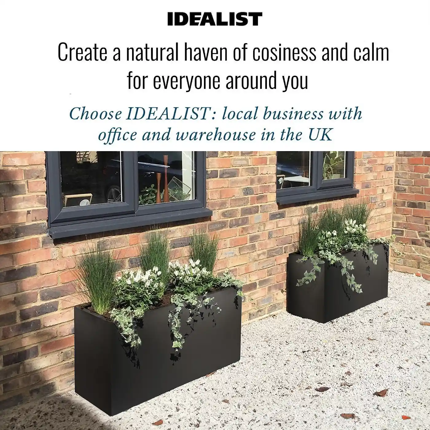 IDEALIST Lite Contemporary Light Concrete High Trough Planter