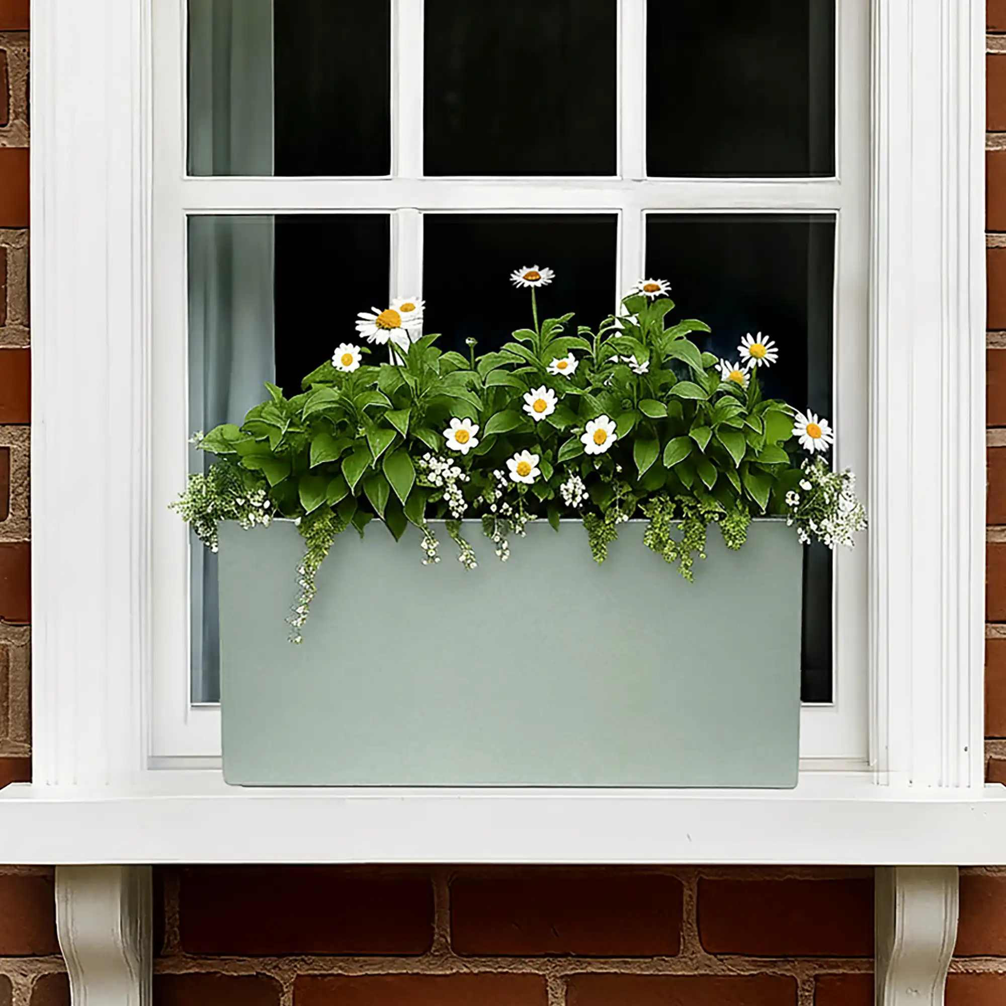 Geo Window Flower Box Fiberglass Trough Aluminium Planter Pot In/Out