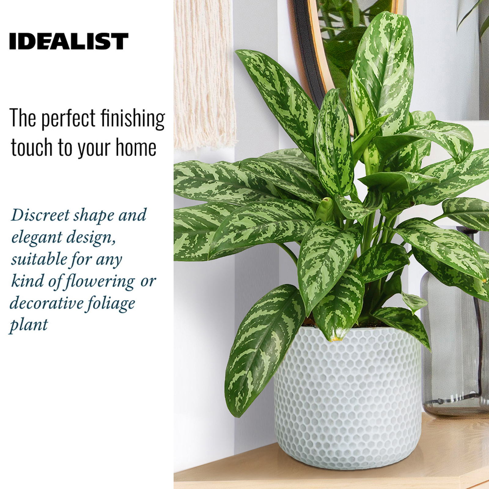 IDEALIST Lite Honeycomb Style Table and Hanging Cylinder Round Plant Pot Dual Use Indoor Planter