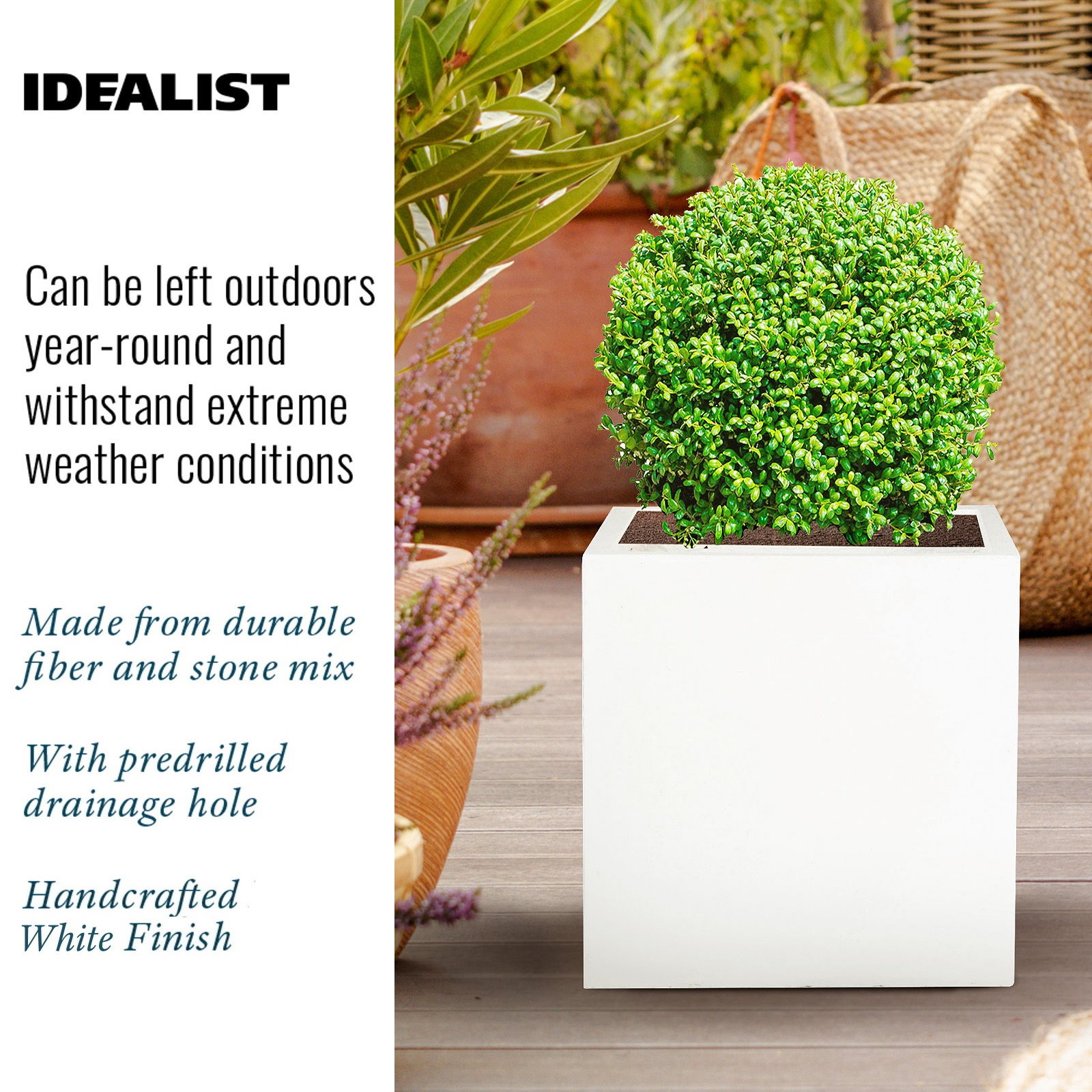 IDEALIST Lite Square Box Contemporary Light Concrete Planter