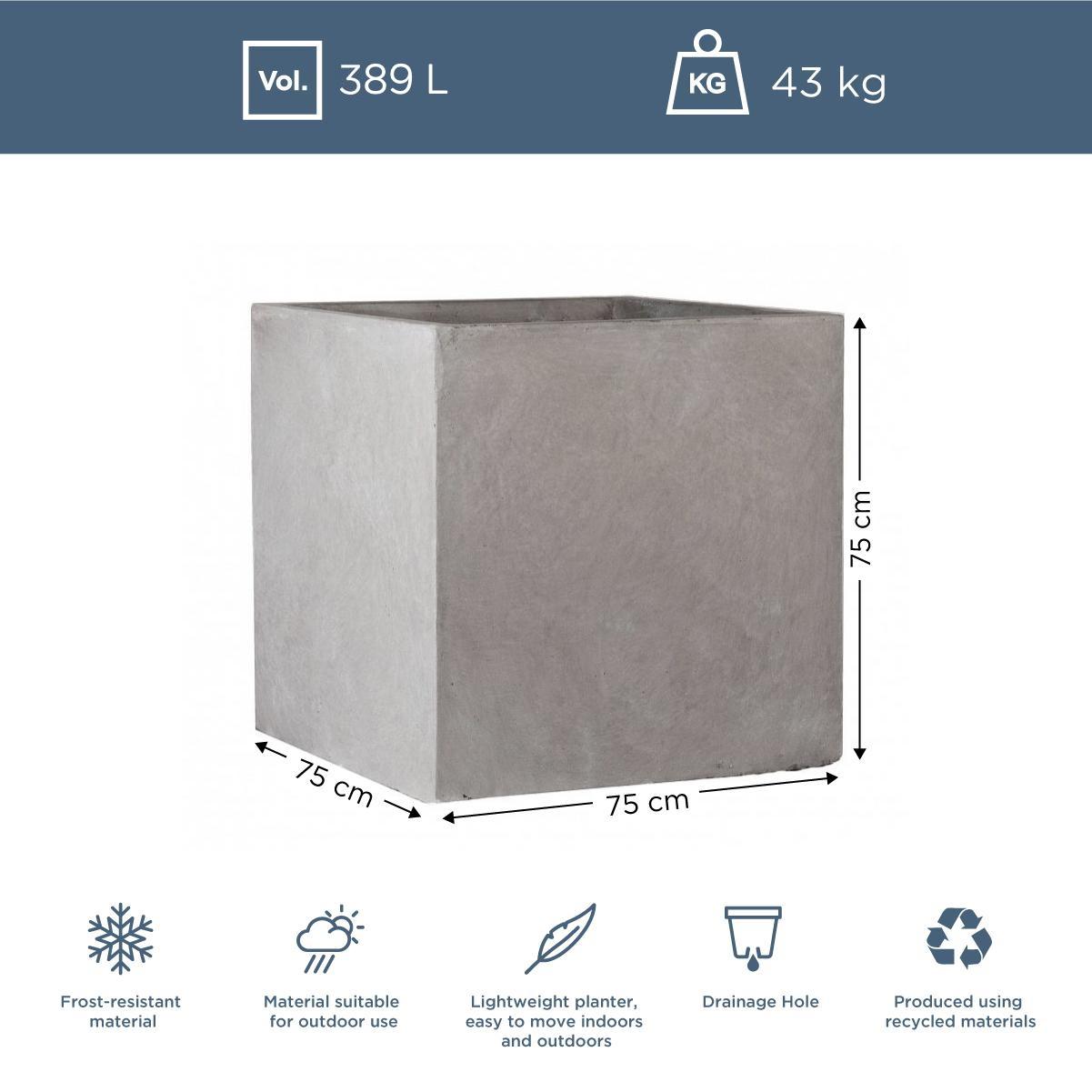 IDEALIST Lite Square Box Contemporary Light Concrete Planter
