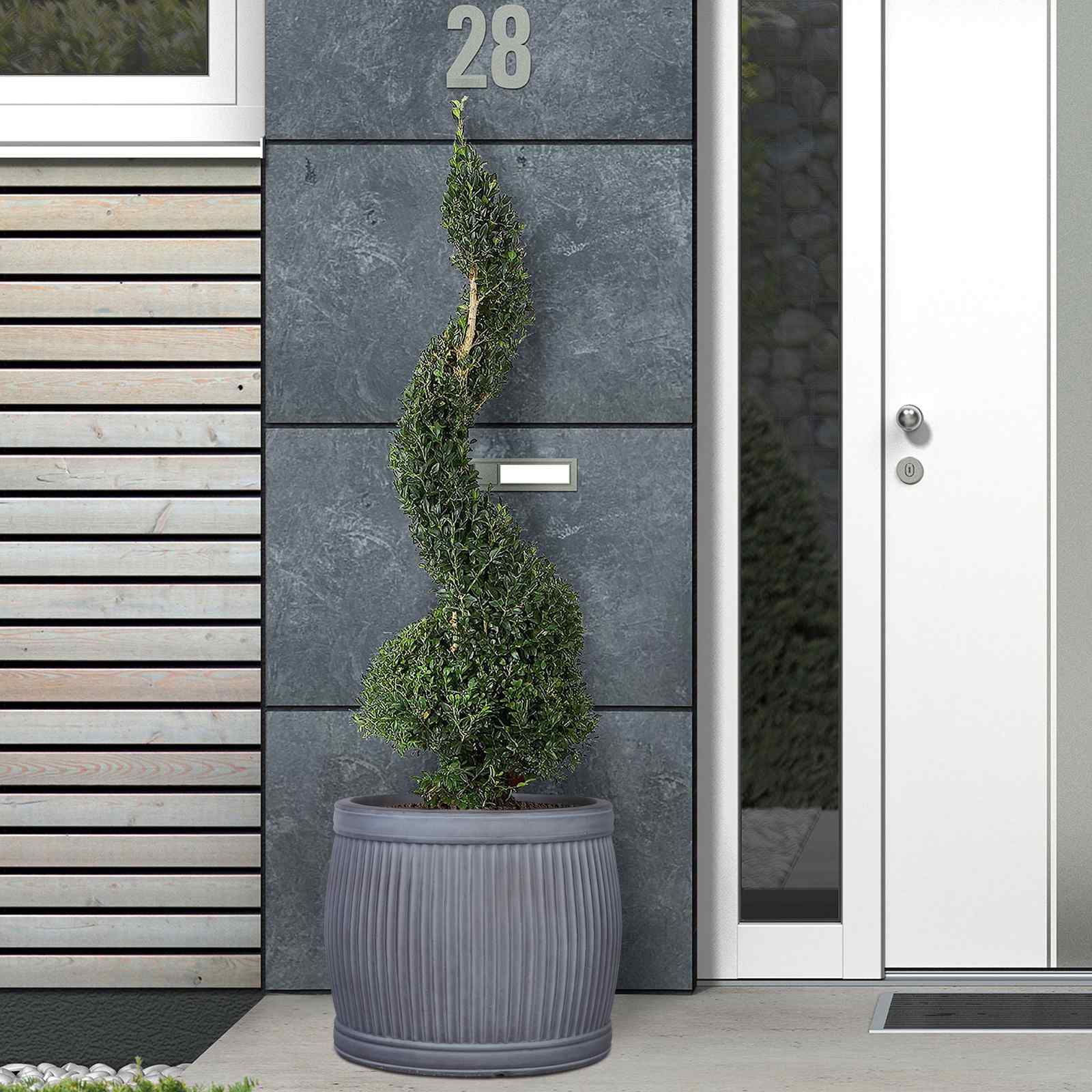 IDEALIST Lite Vertical Ribbed Vintage Style Barrel Round Planter