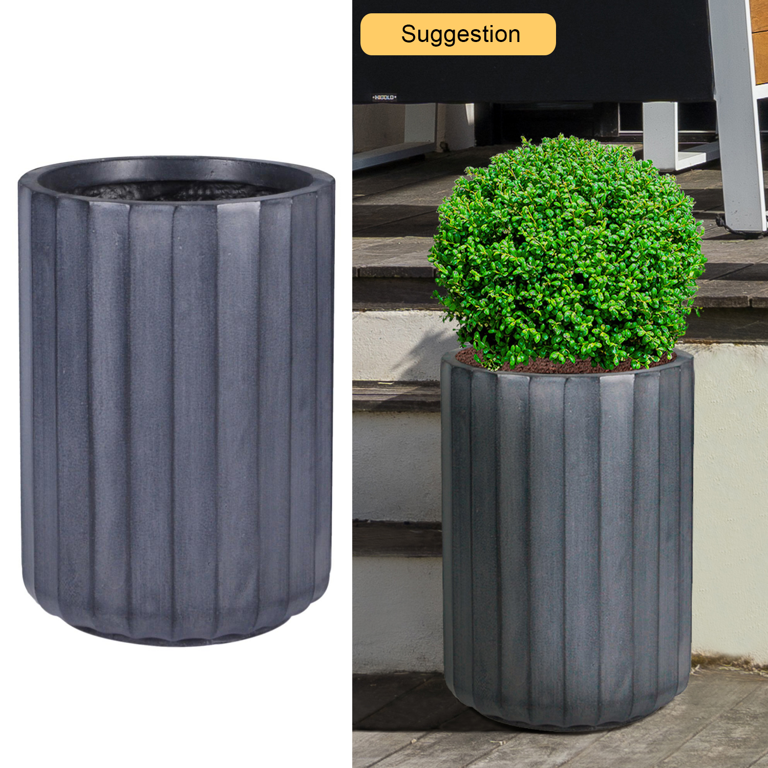 IDEALIST Lite Modern Ribbed Cylinder Round Outdoor Planter