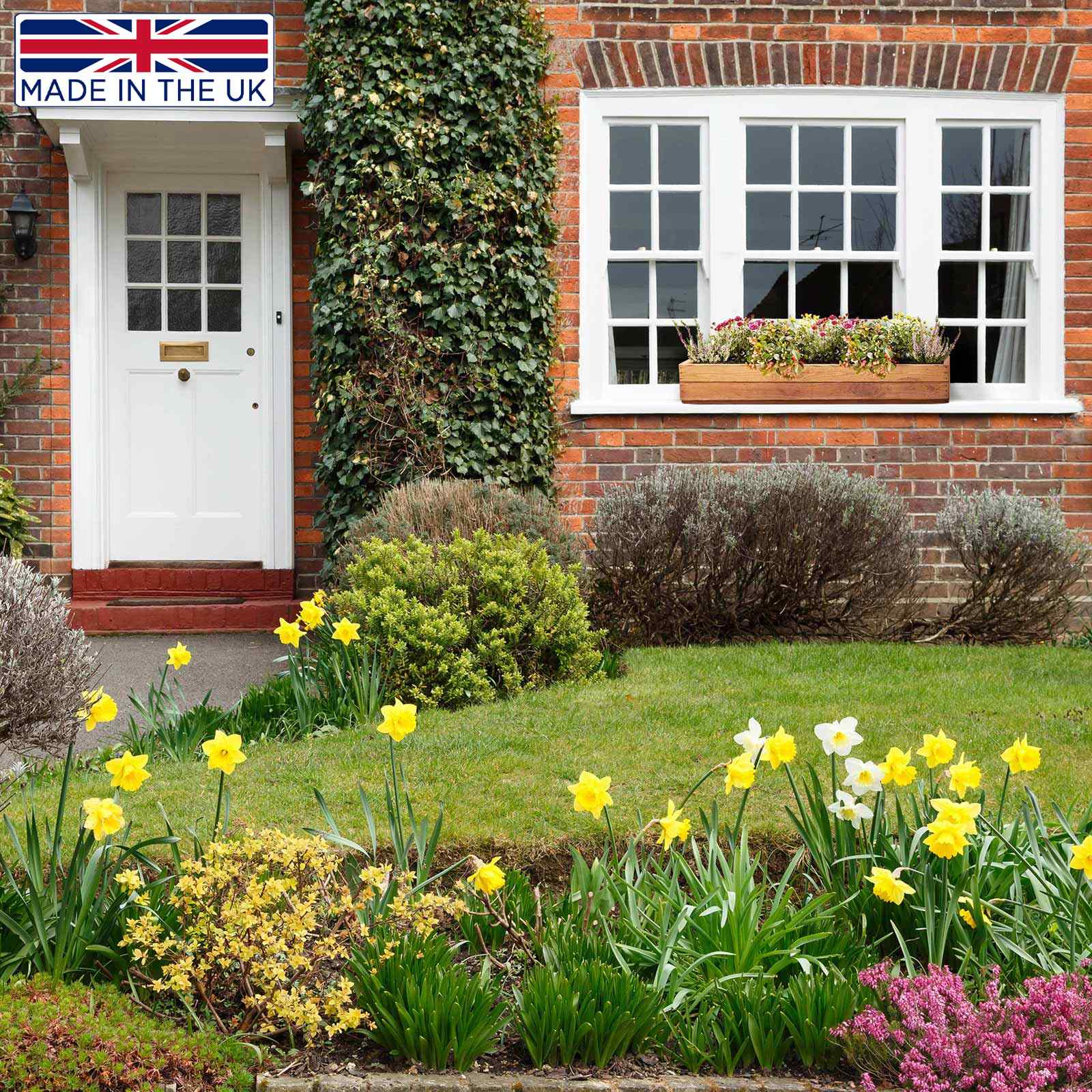 Rustic Scandinavian Redwood Window Box Outdoor Planter Made in UK by HORTICO