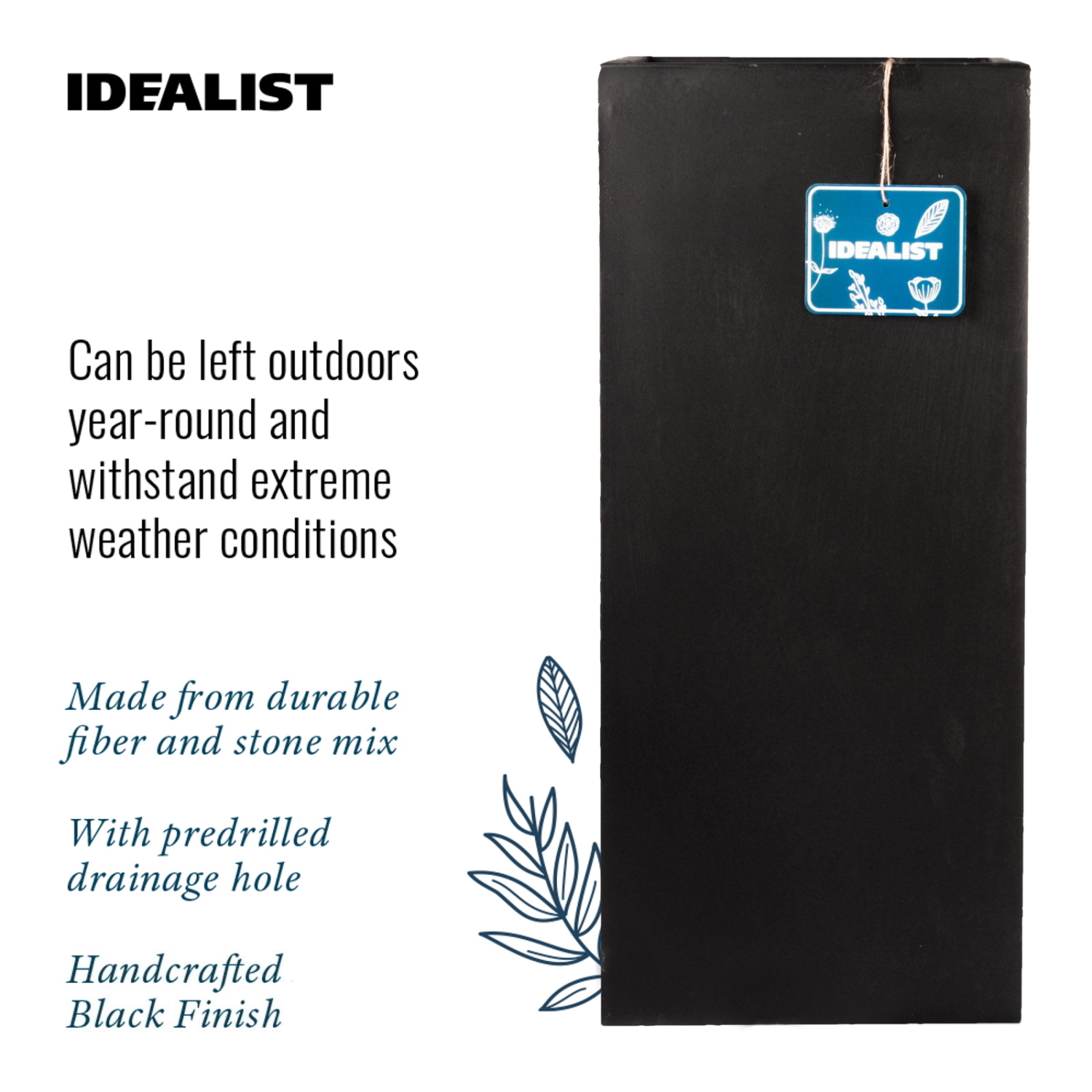 IDEALIST Lite Tall Square Contemporary Light Concrete Planter