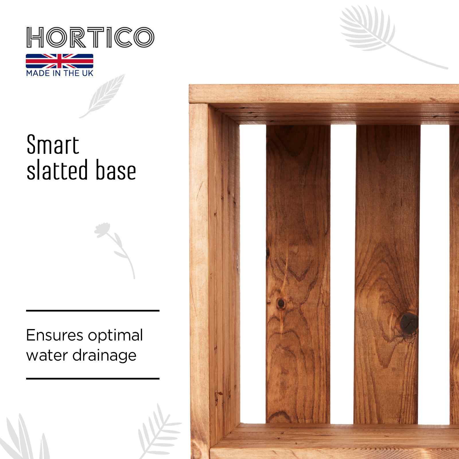 Rustic Scandinavian Redwood Open Trough Outdoor Planter Made in UK by HORTICO