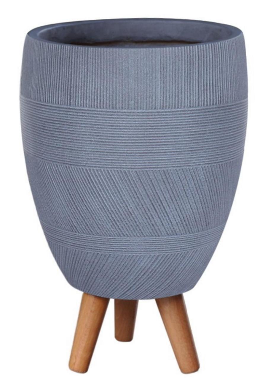 IDEALIST Lite Striped Egg Planter on Legs, Round Pot Plant Stand Indoor