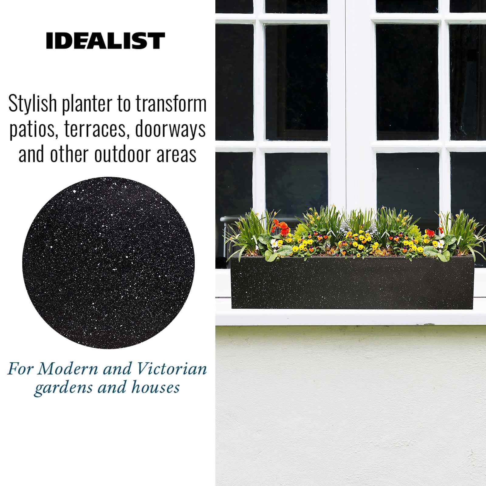 IDEALIST Lite Window Box Light Concrete Planter