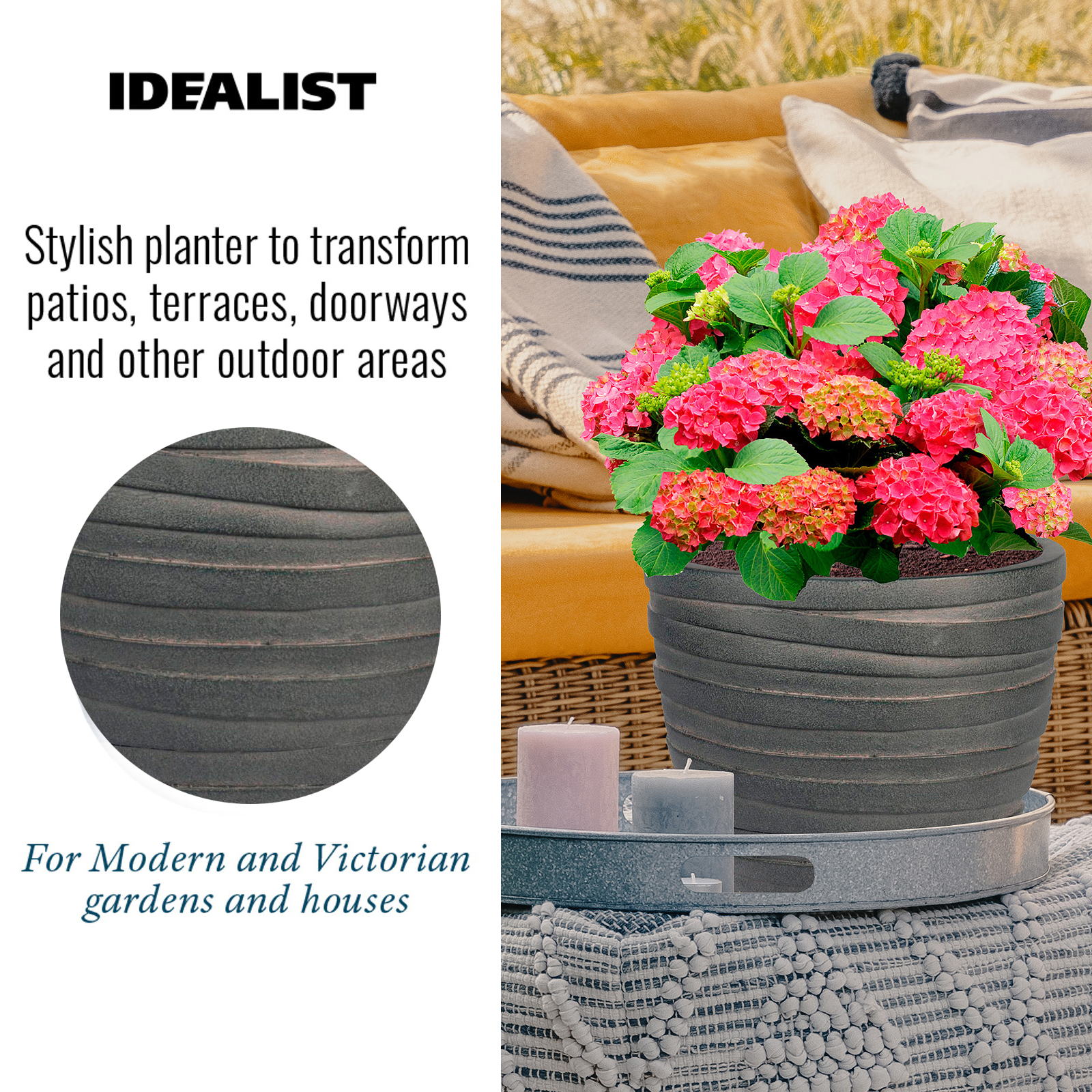 IDEALIST Lite Row Light Concrete Egg Planter