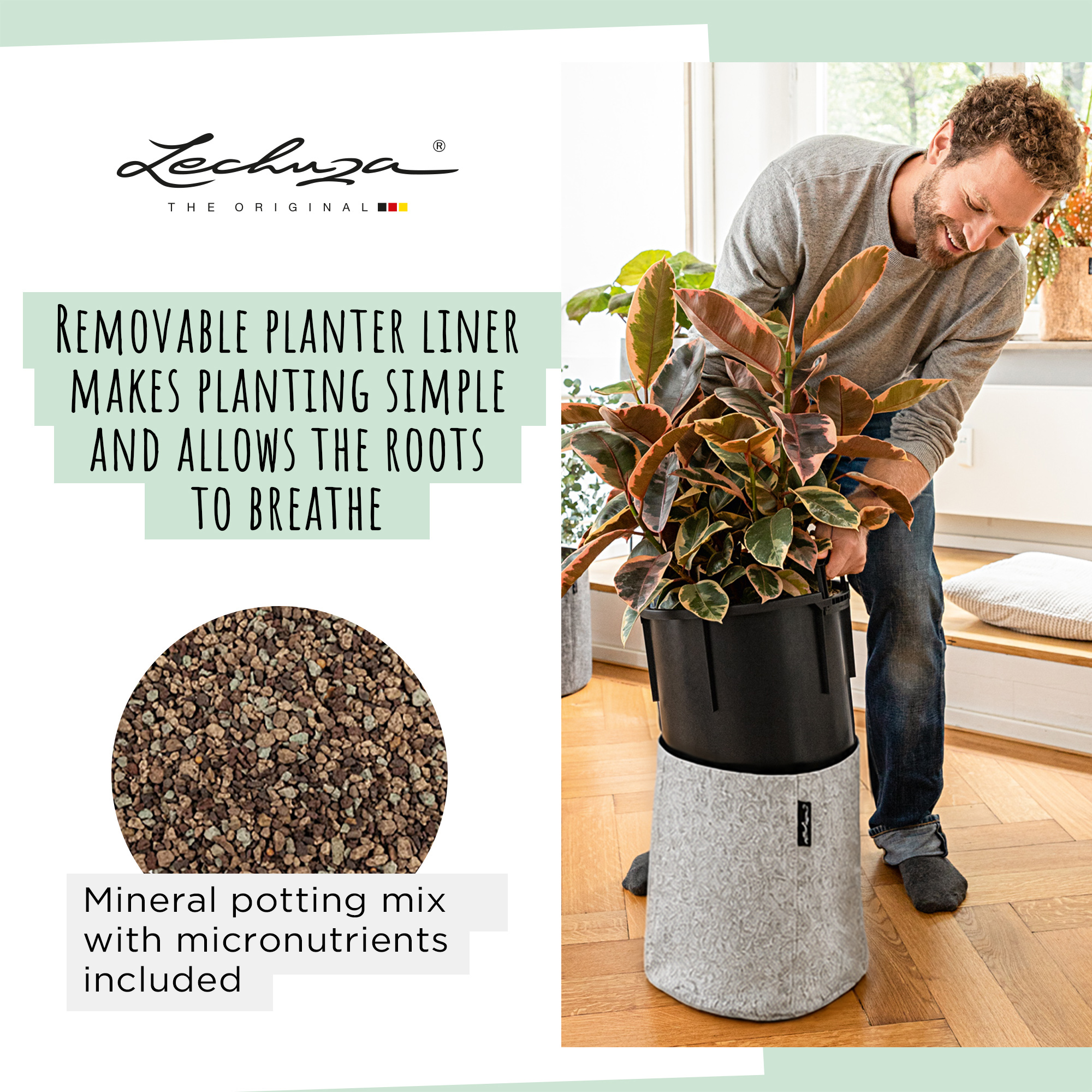 LECHUZA TRENDCOVER Round Self-watering Planter
