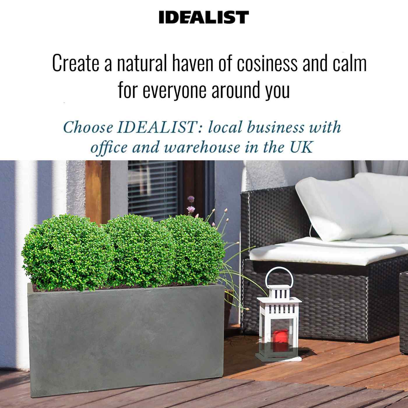 IDEALIST Lite Contemporary Light Concrete High Trough Planter