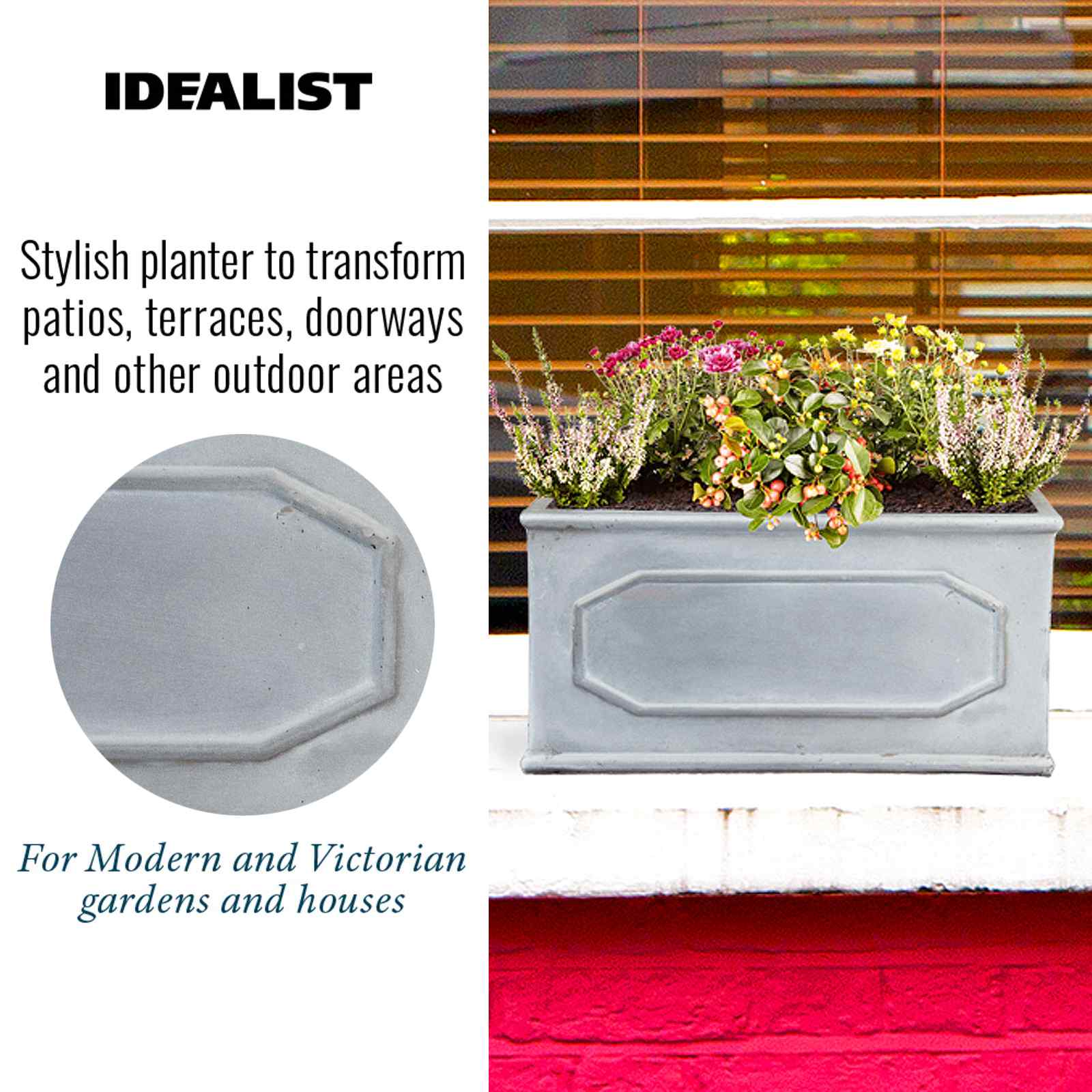 IDEALIST Lite Faux Lead Chelsea Light Concrete Through Planter