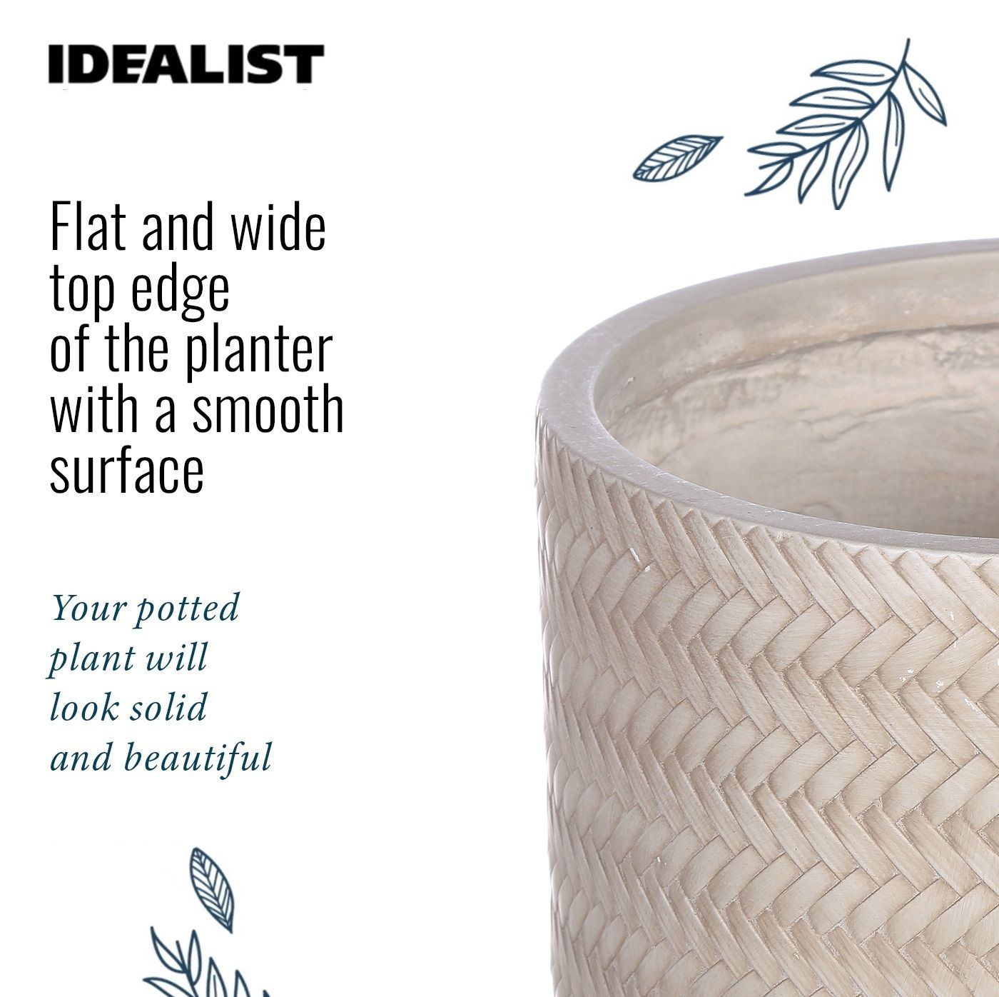 IDEALIST Lite Plaited Style Table and Hanging Cylinder Round Plant Pot Dual Use Indoor Planter