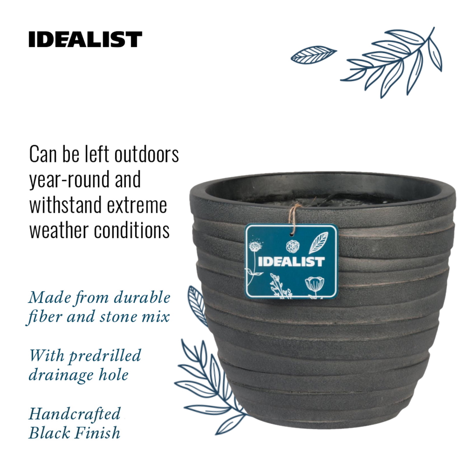IDEALIST Lite Row Light Concrete Egg Planter