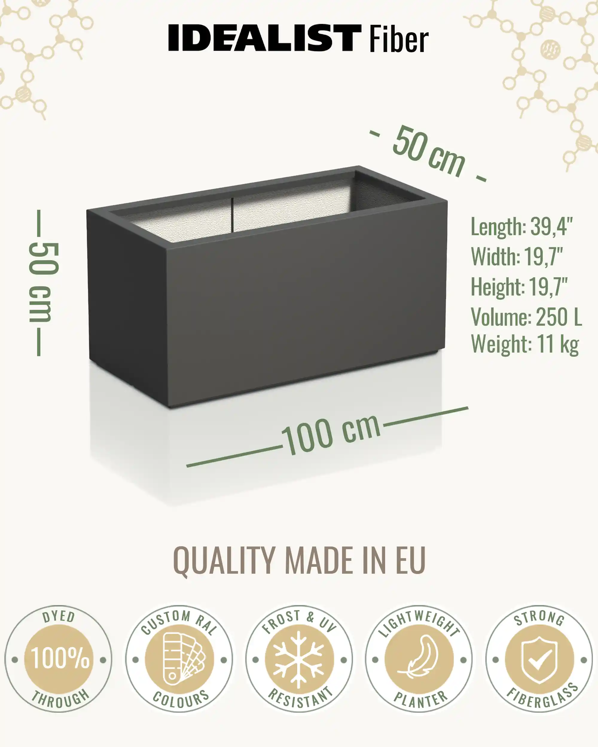 AXIS Trough Outdoor Fiberglass Planter