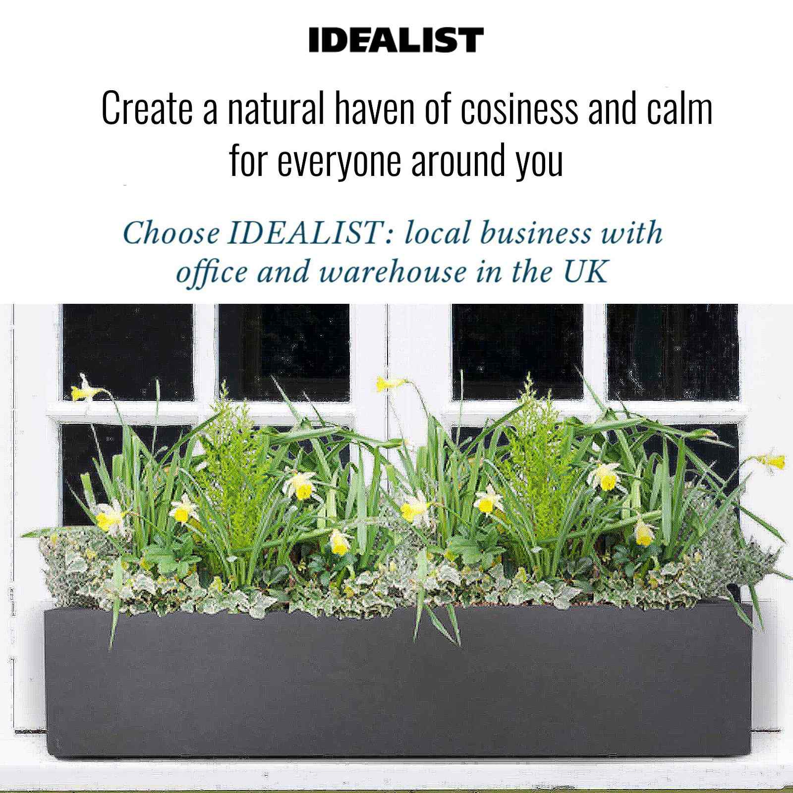 IDEALIST Lite Window Box Light Concrete Planter Set